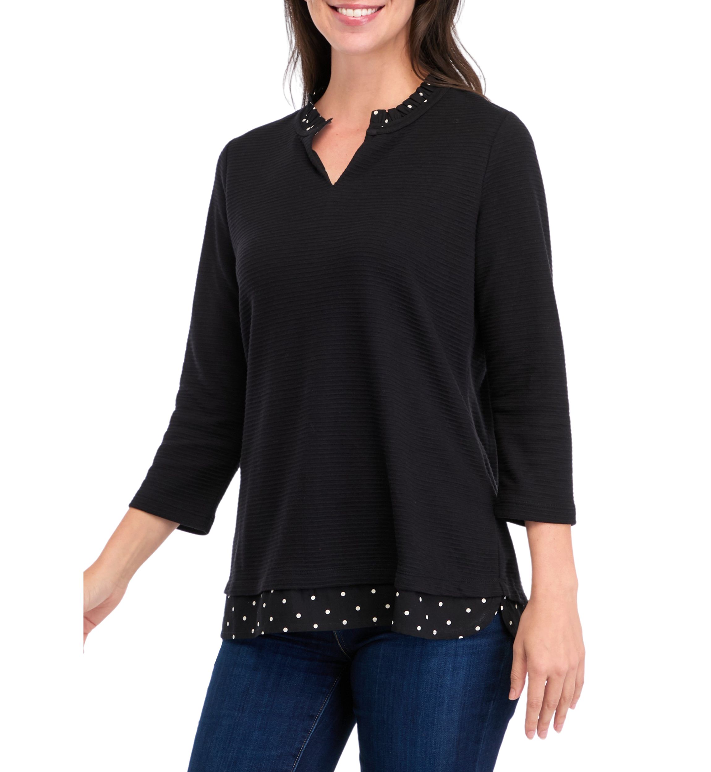 Womens 2Fer Textured Top 