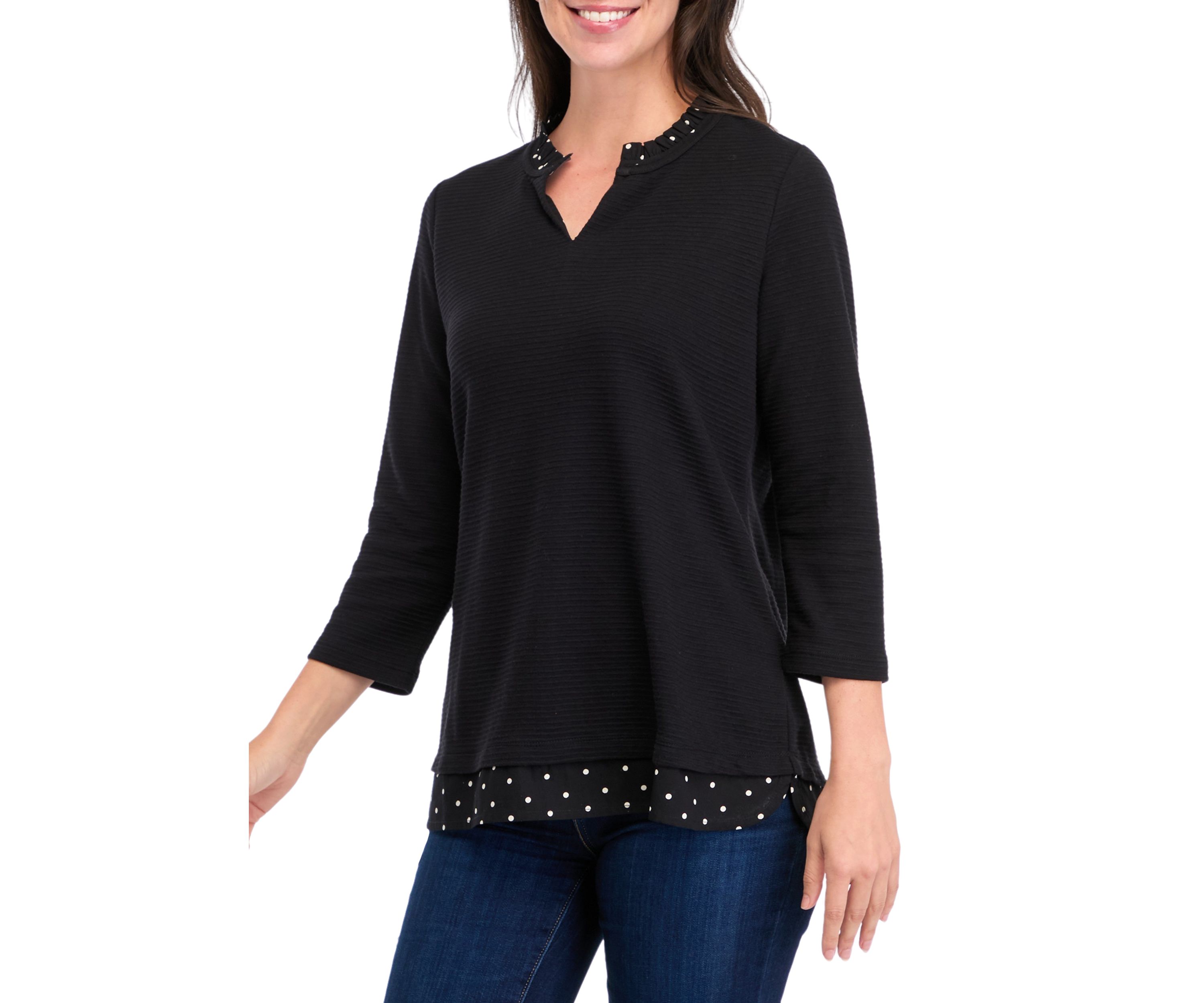 Womens 2Fer Textured Top 