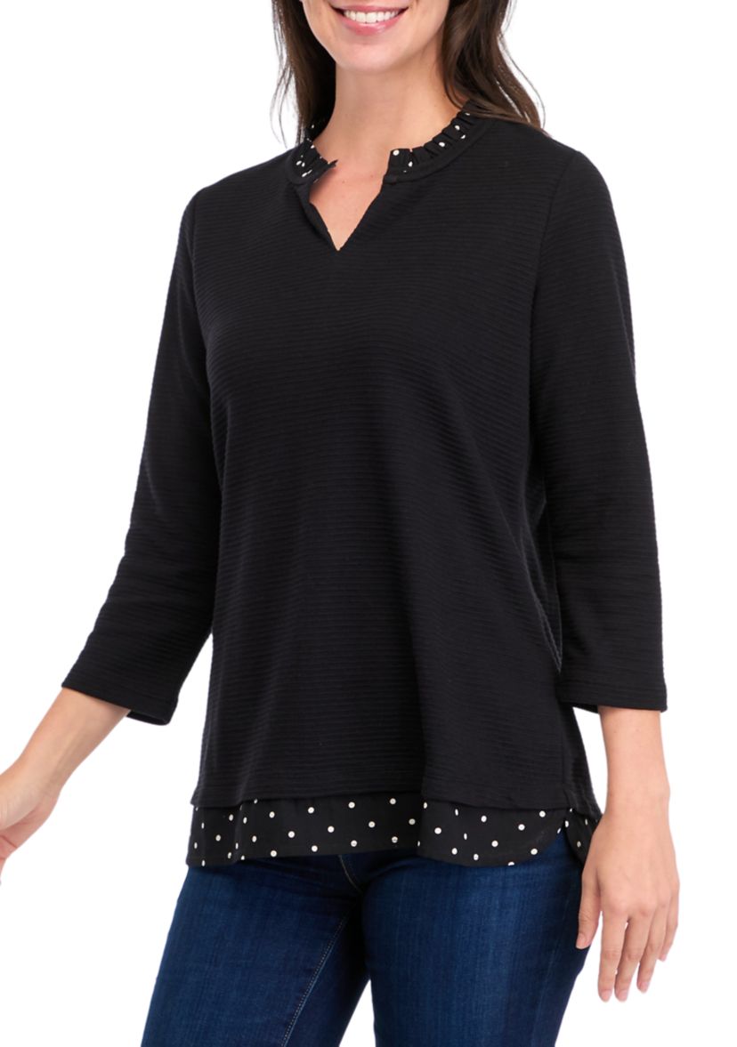 Womens 2Fer Textured Top 