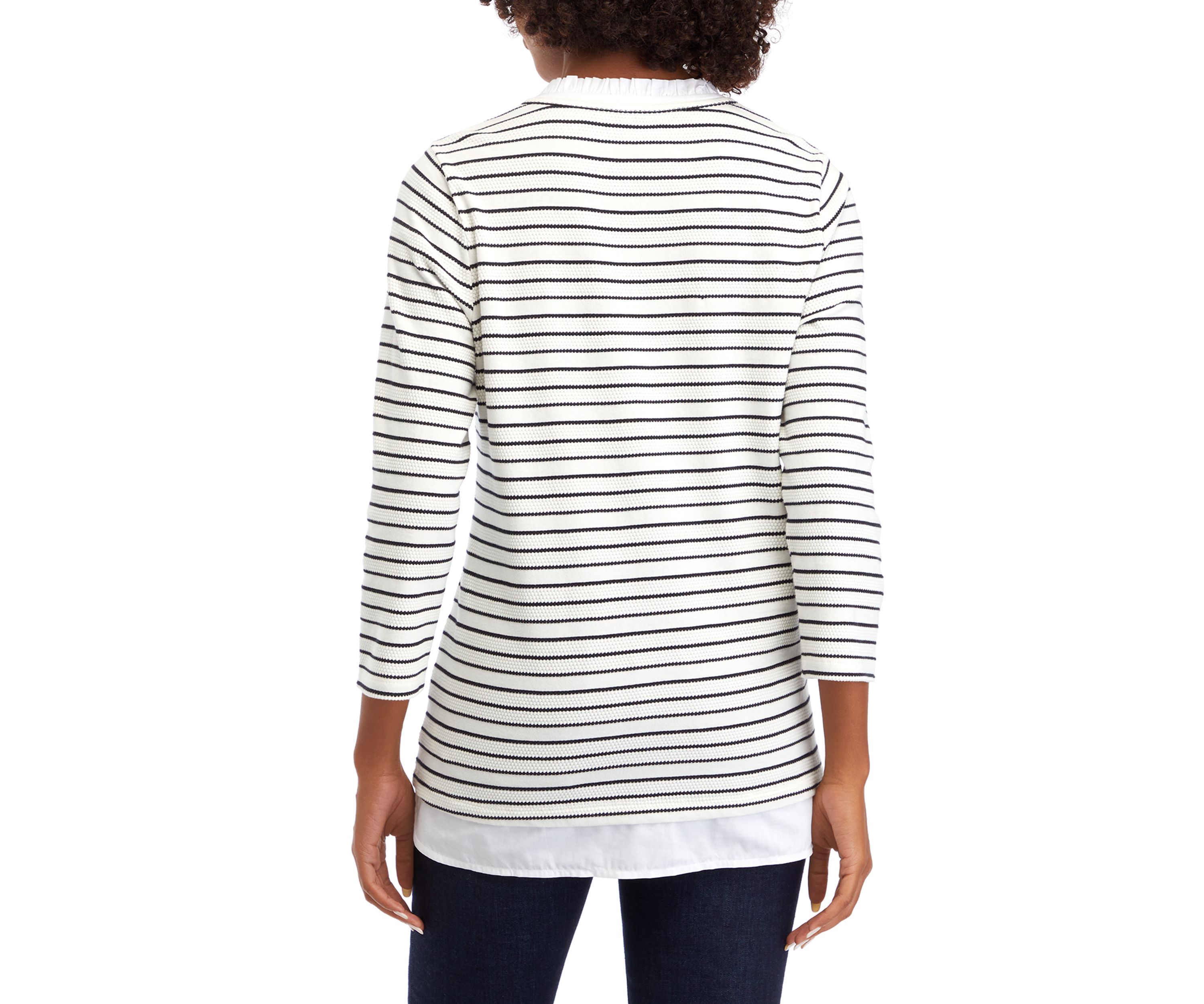 Womens 2Fer Ottoman Stripe Shirt