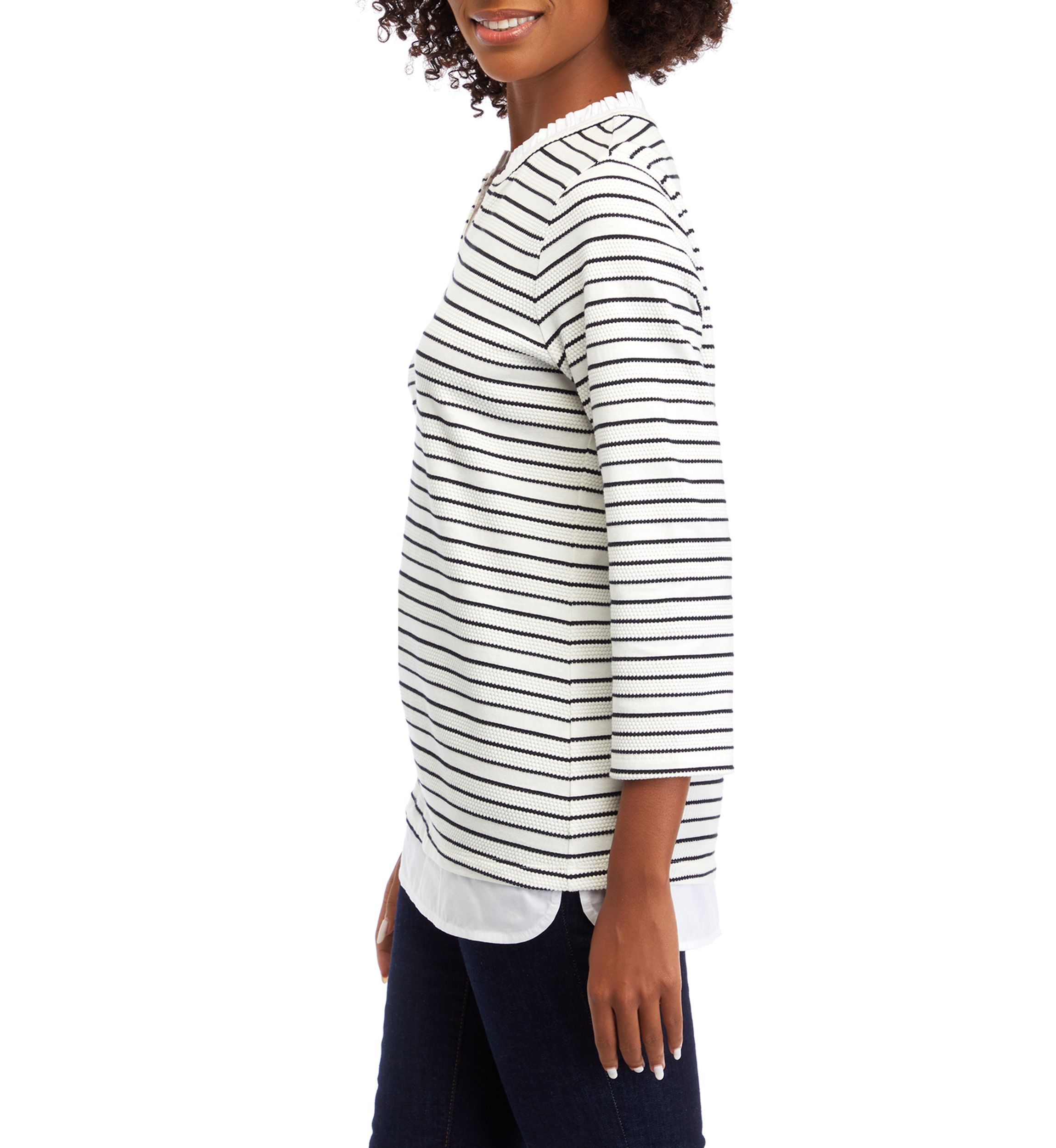 Womens 2Fer Ottoman Stripe Shirt