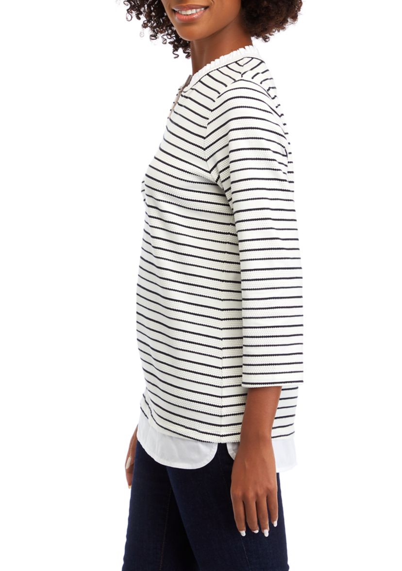 Womens 2Fer Ottoman Stripe Shirt
