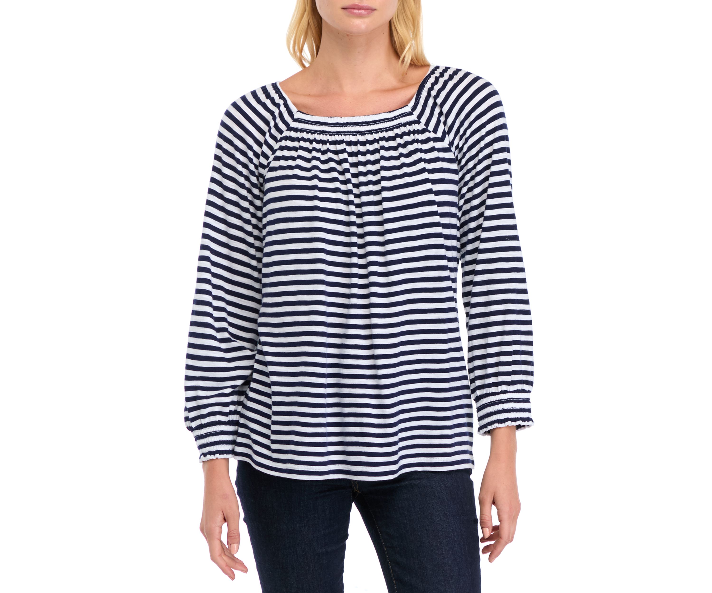 Womens 3/4 Sleeve Square Neck Printed Top 