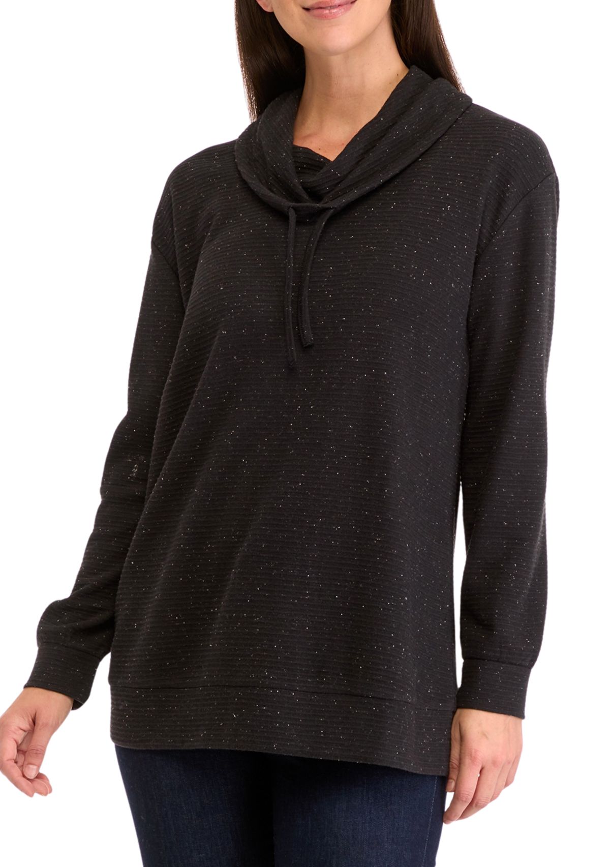 Womens Long Sleeve Ottoman Cowl Neck Tunic Sweater