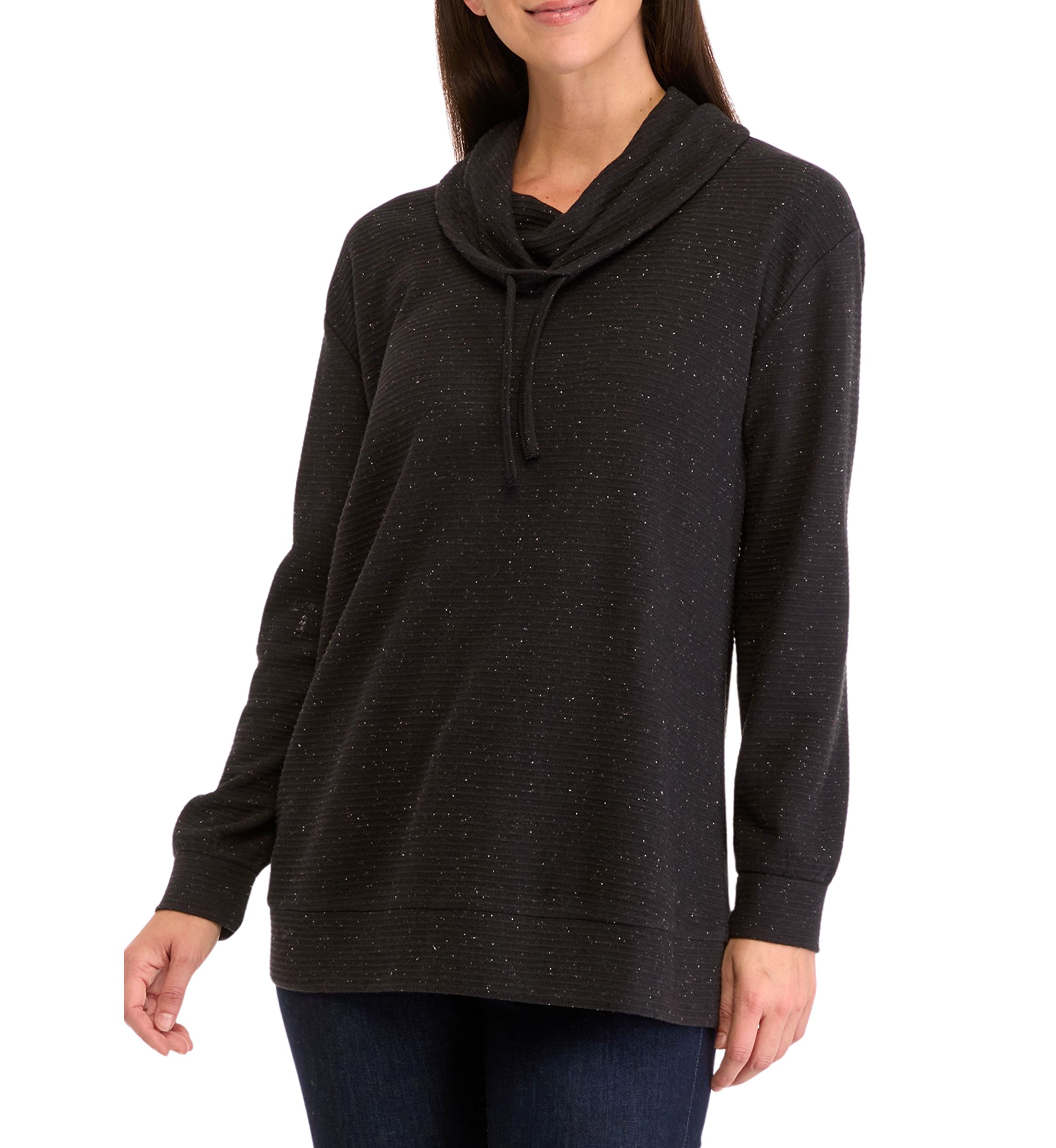 Womens Long Sleeve Ottoman Cowl Neck Tunic Sweater