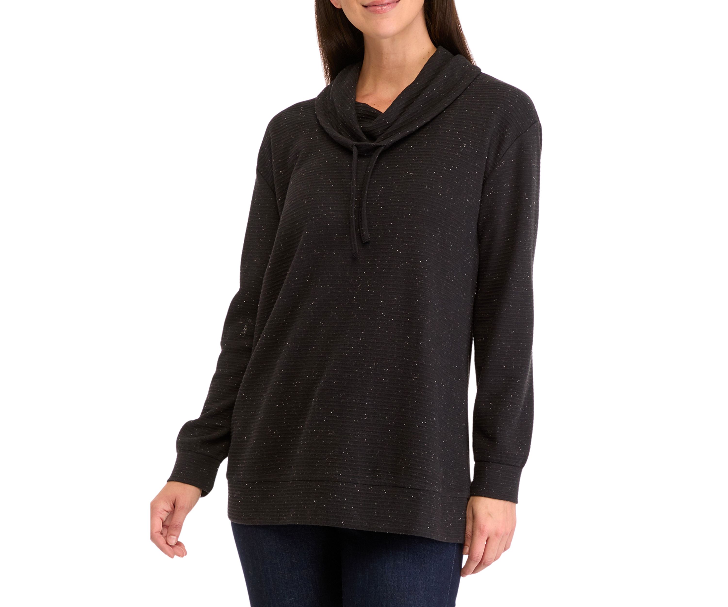Womens Long Sleeve Ottoman Cowl Neck Tunic Sweater
