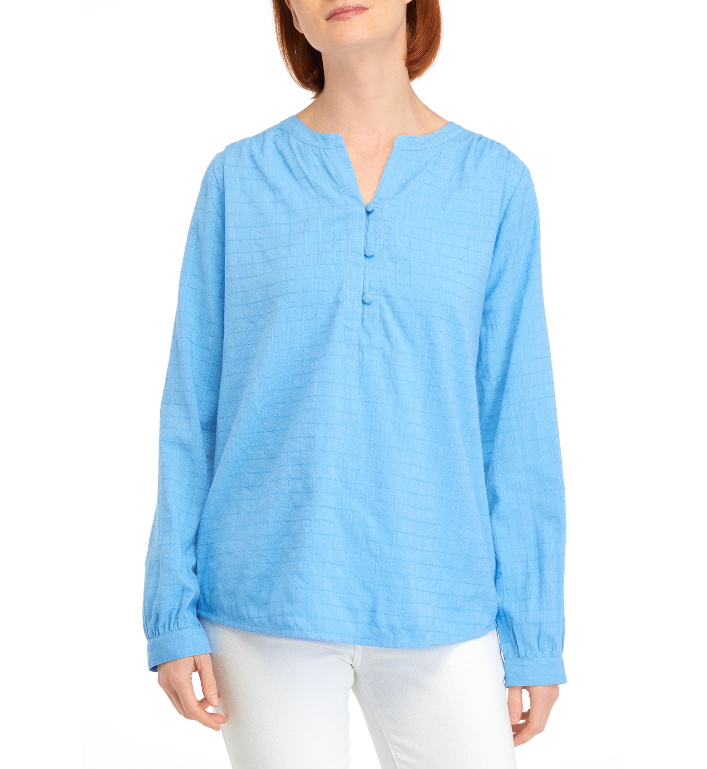 Womens Textured Peasant Top