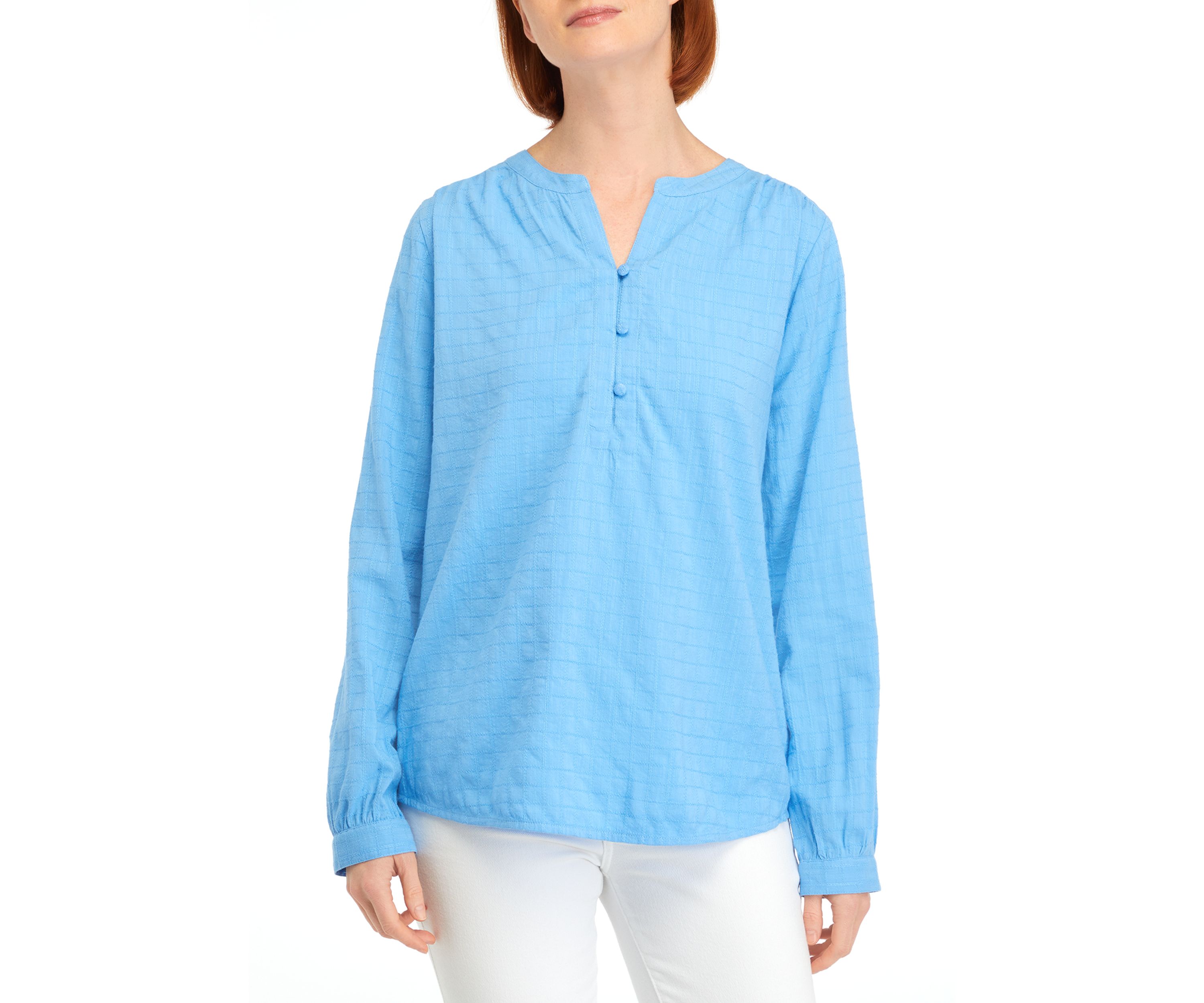 Womens Textured Peasant Top