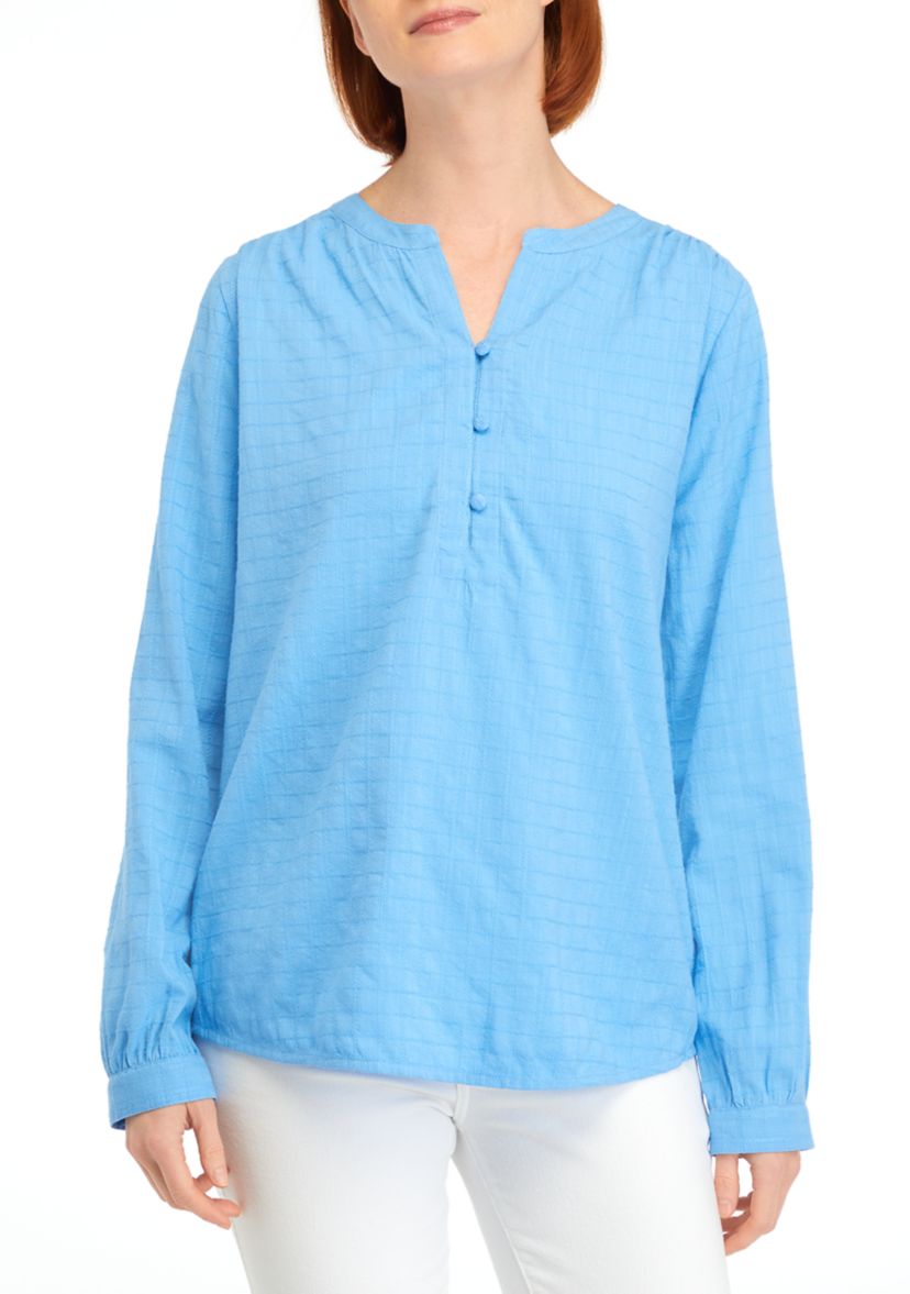 Womens Textured Peasant Top