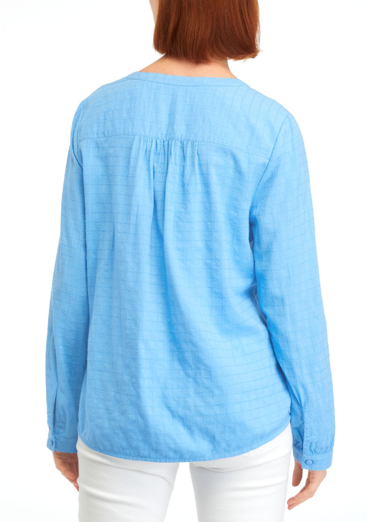 Womens Textured Peasant Top