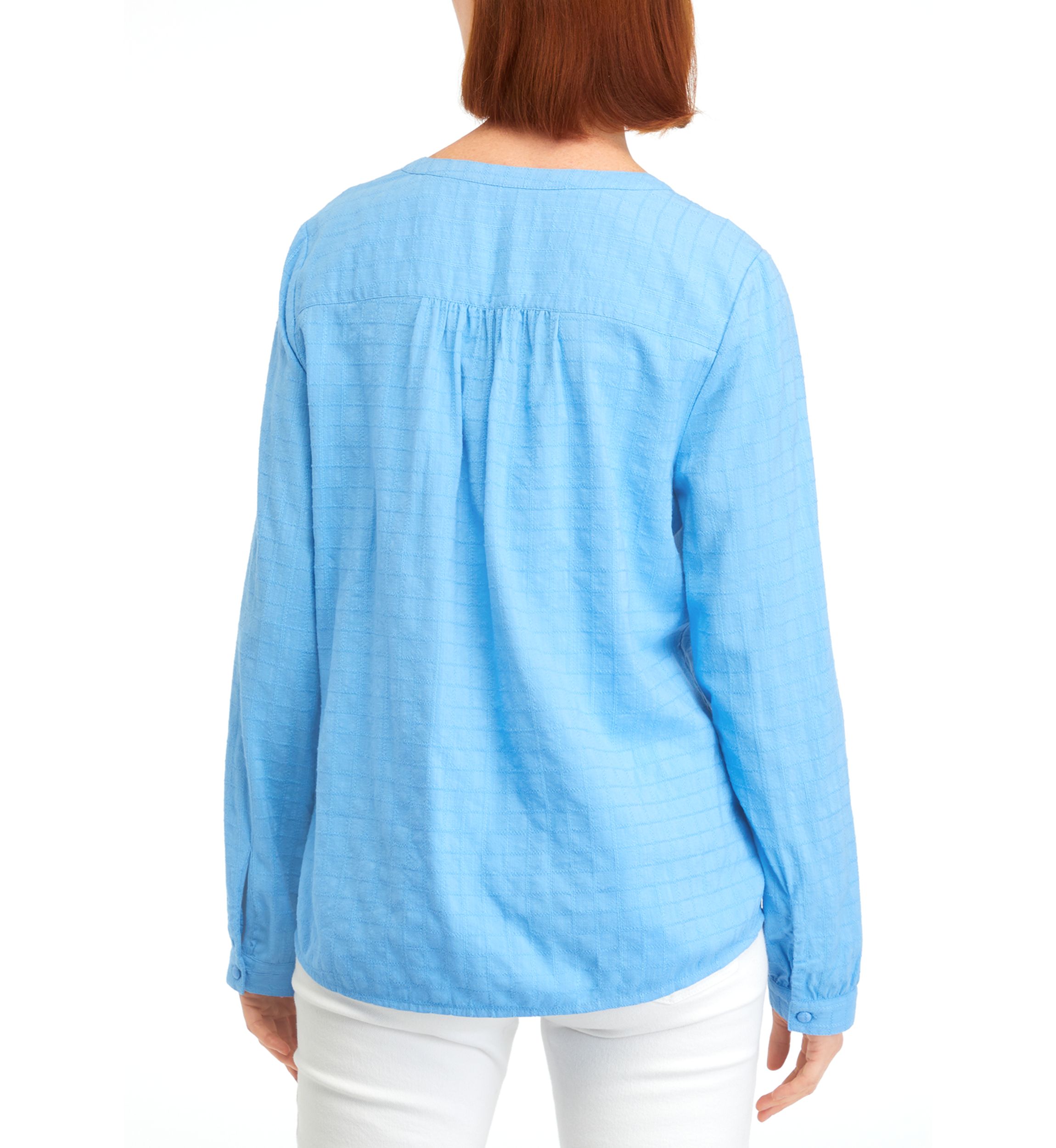 Womens Textured Peasant Top
