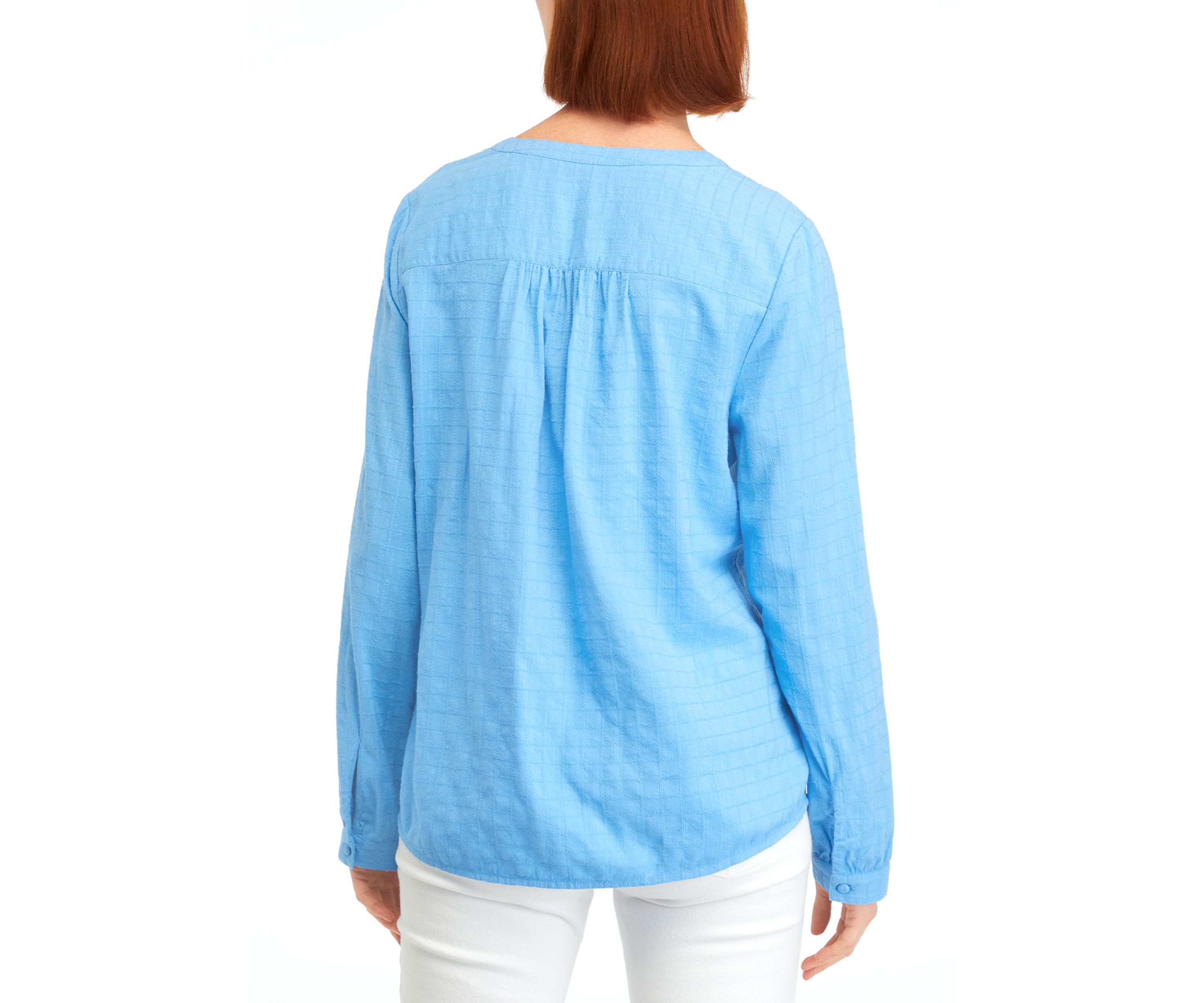 Womens Textured Peasant Top