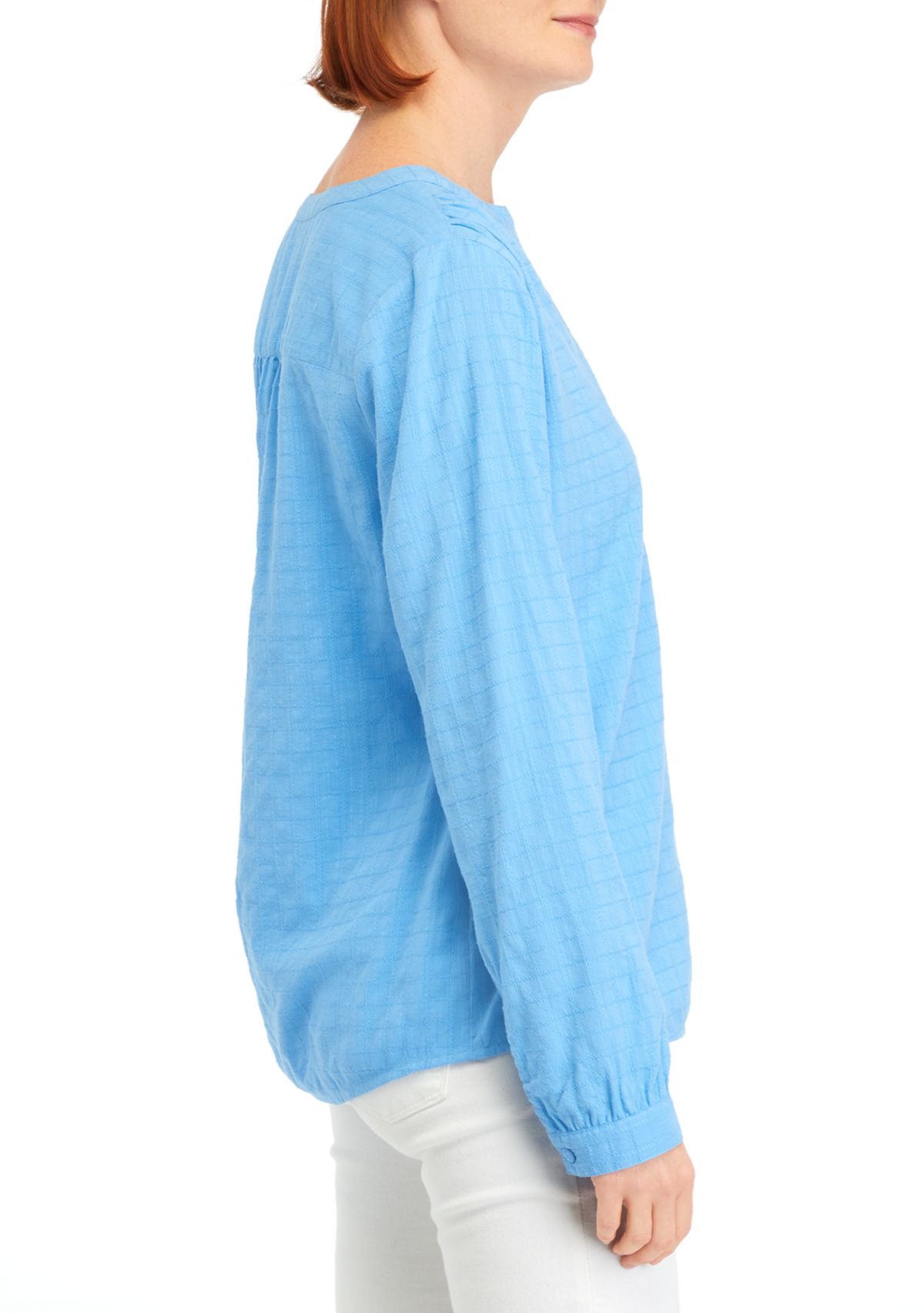 Womens Textured Peasant Top