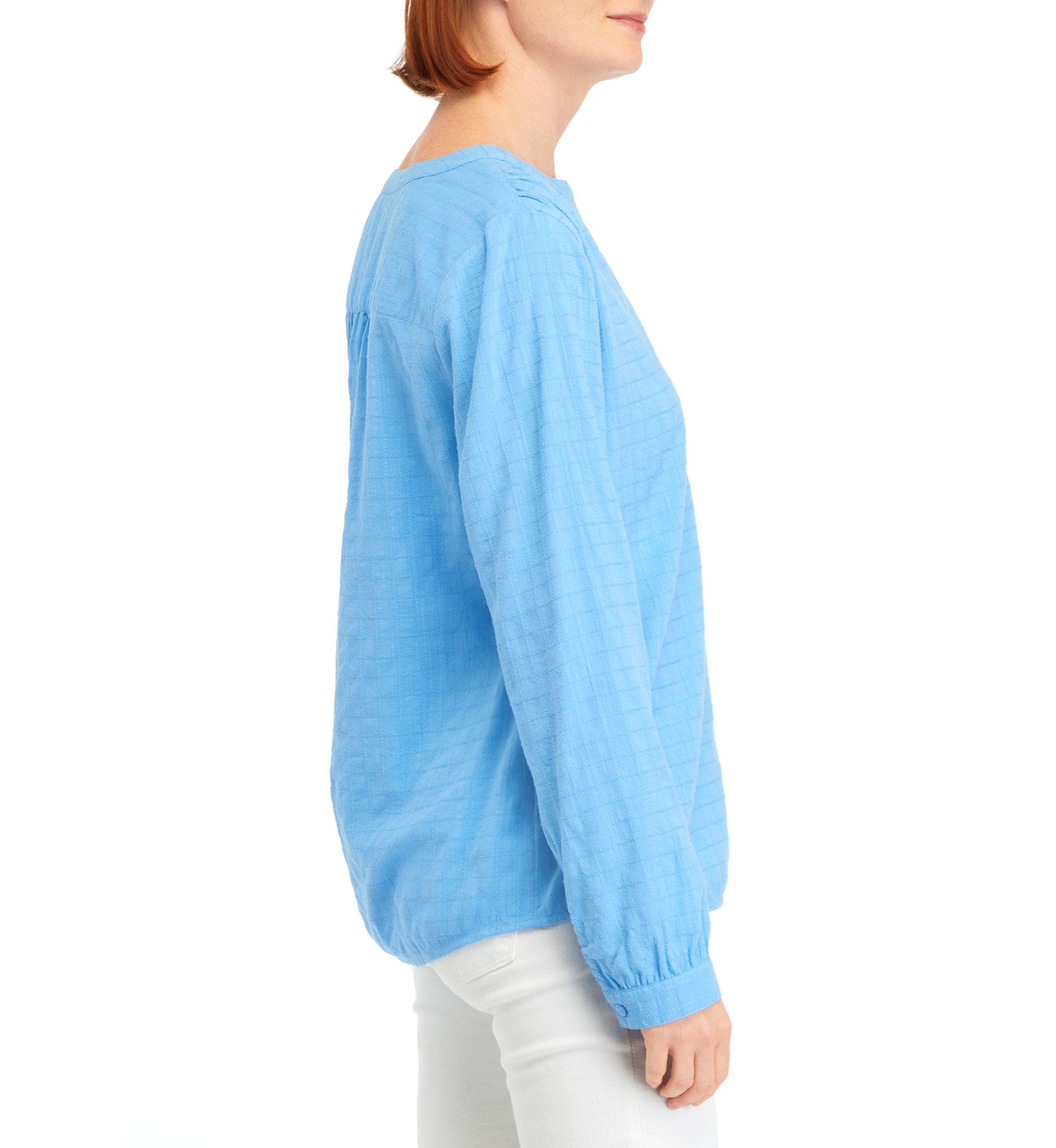 Womens Textured Peasant Top