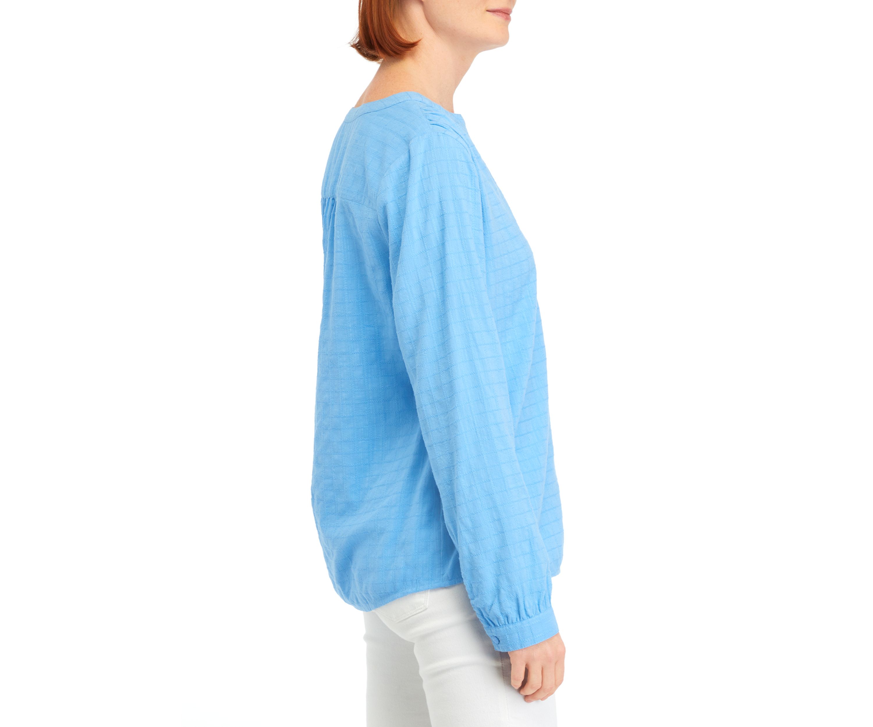 Womens Textured Peasant Top