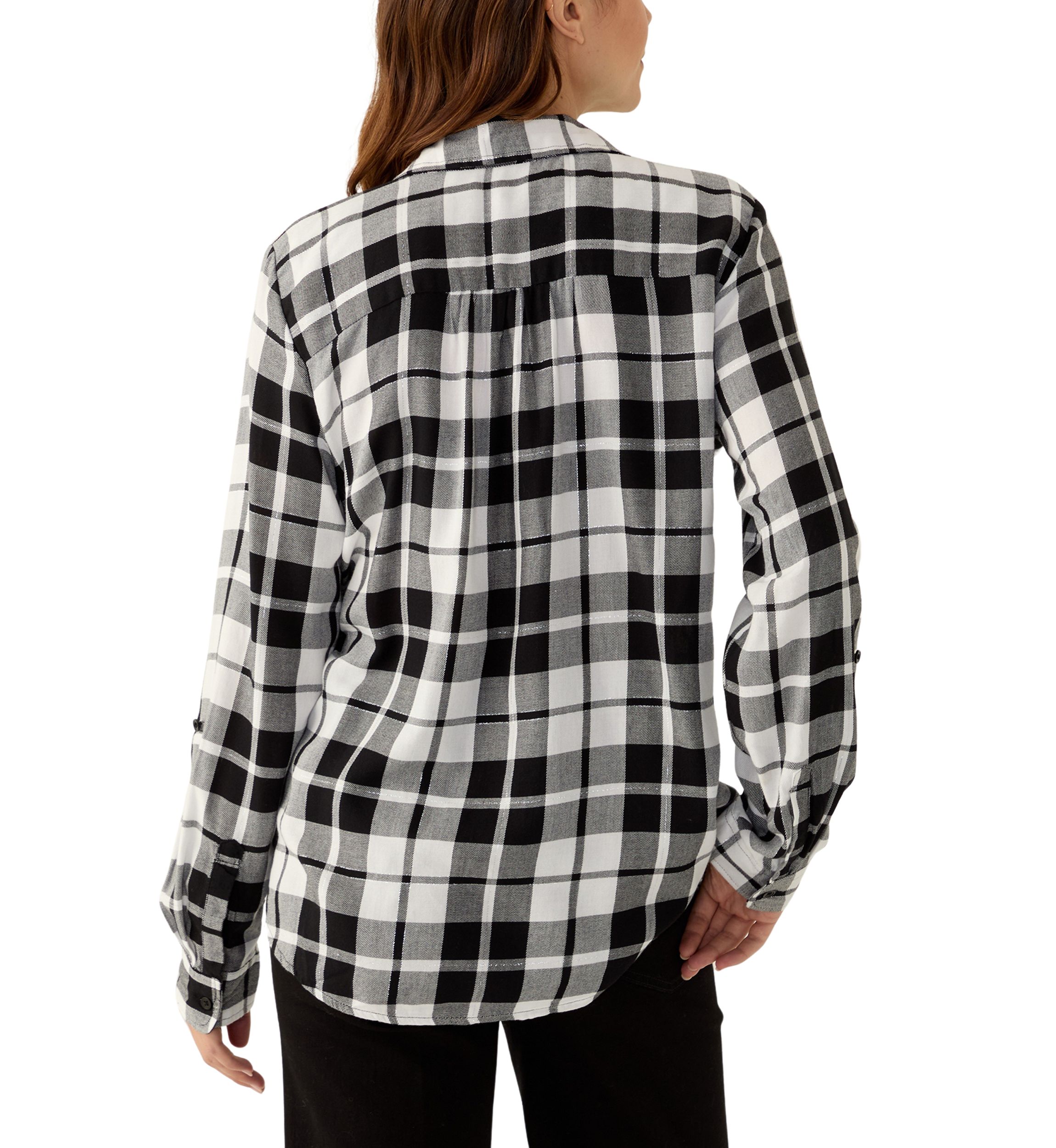 Womens Long Sleeve Plaid Flannel Shirt 