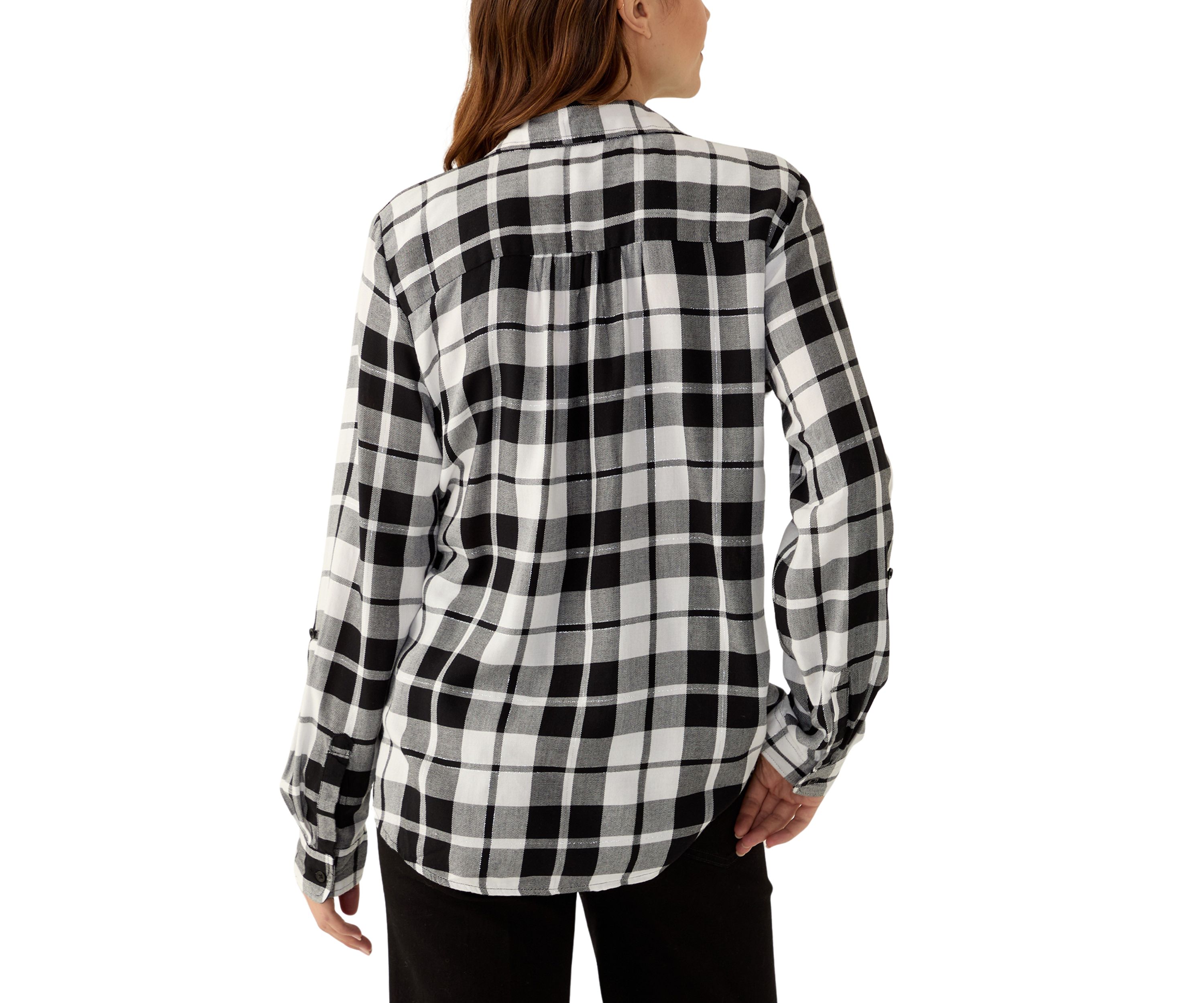 Womens Long Sleeve Plaid Flannel Shirt 