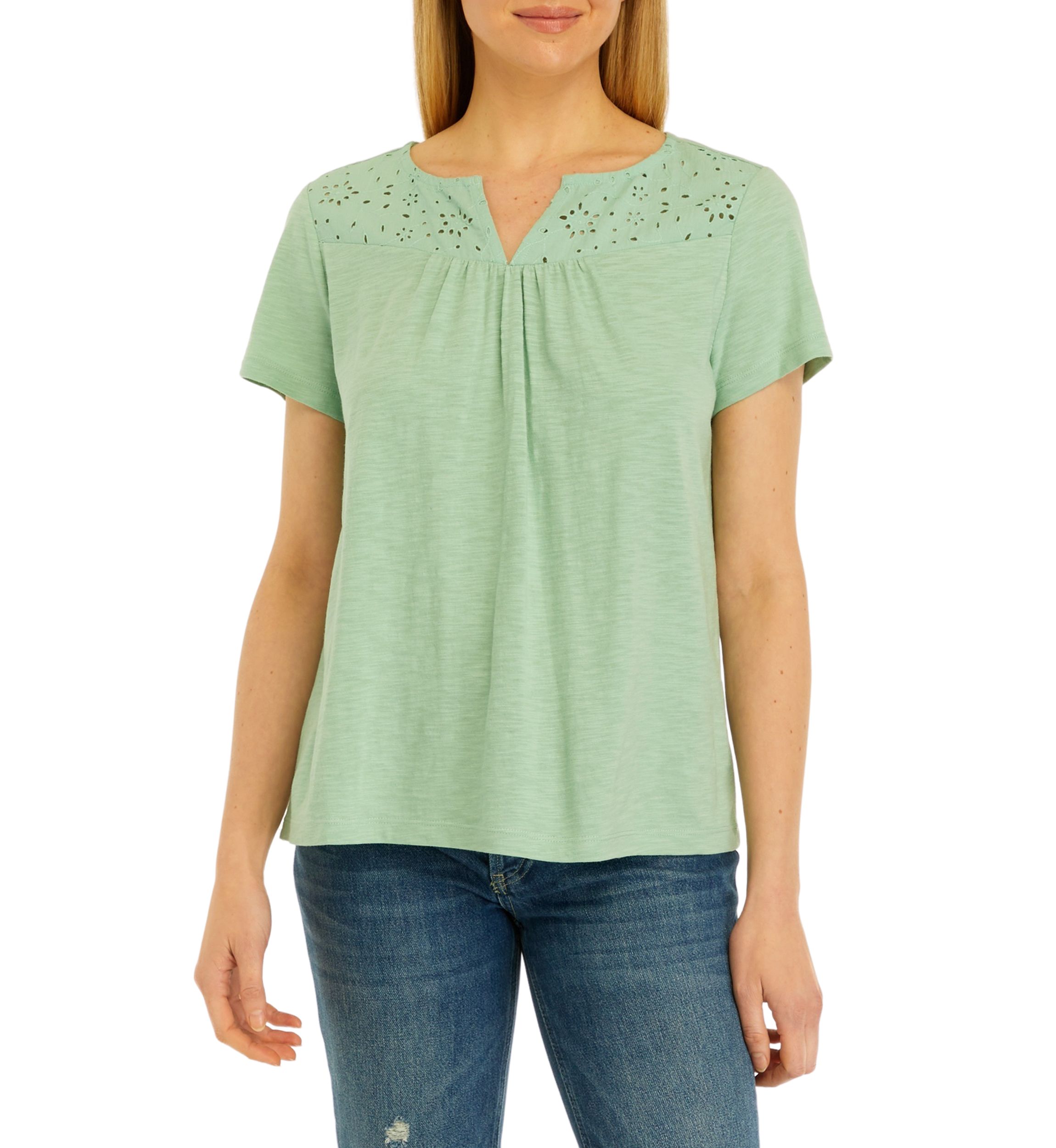 Womens Short Sleeve Eyelet T-Shirt