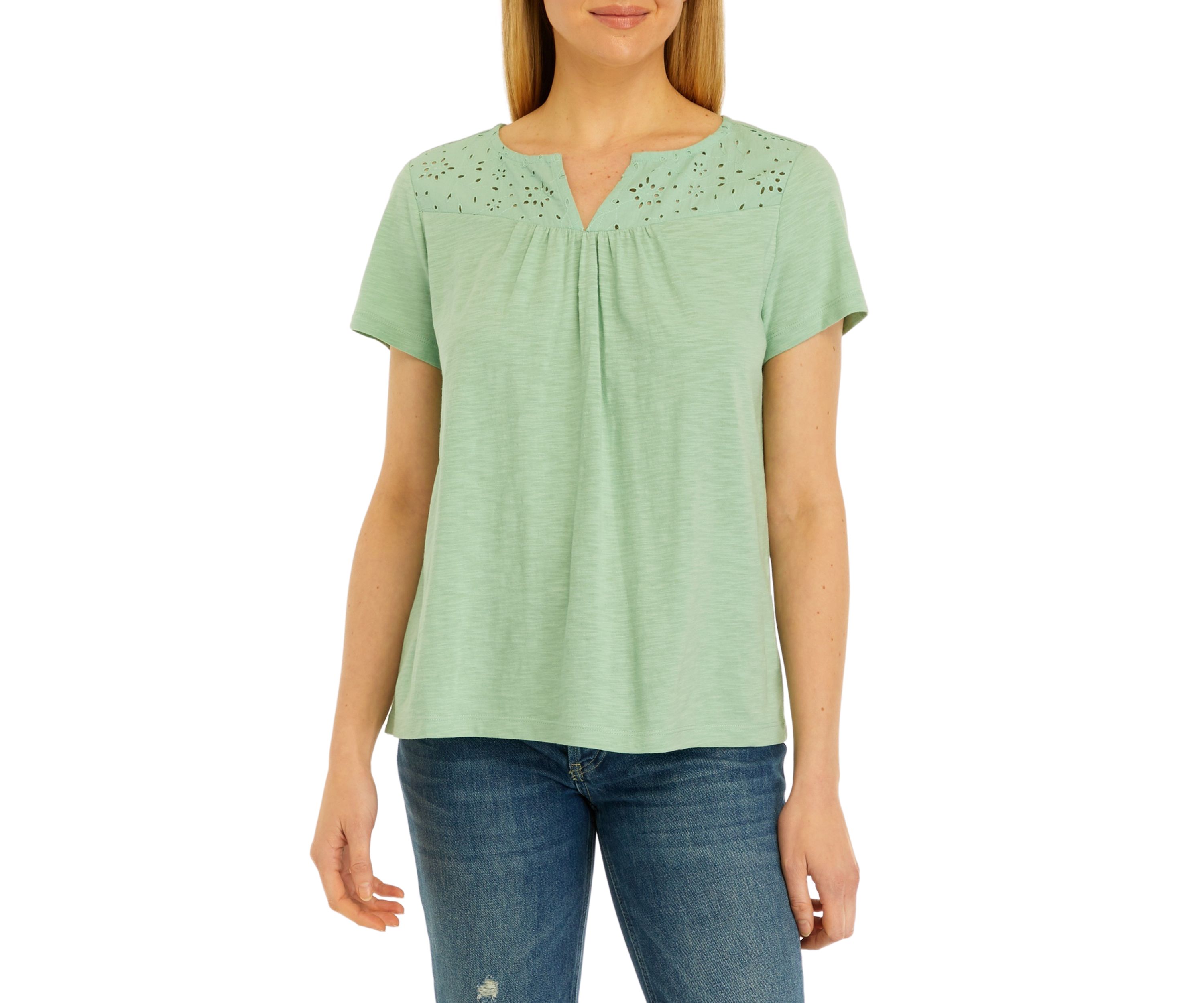 Womens Short Sleeve Eyelet T-Shirt
