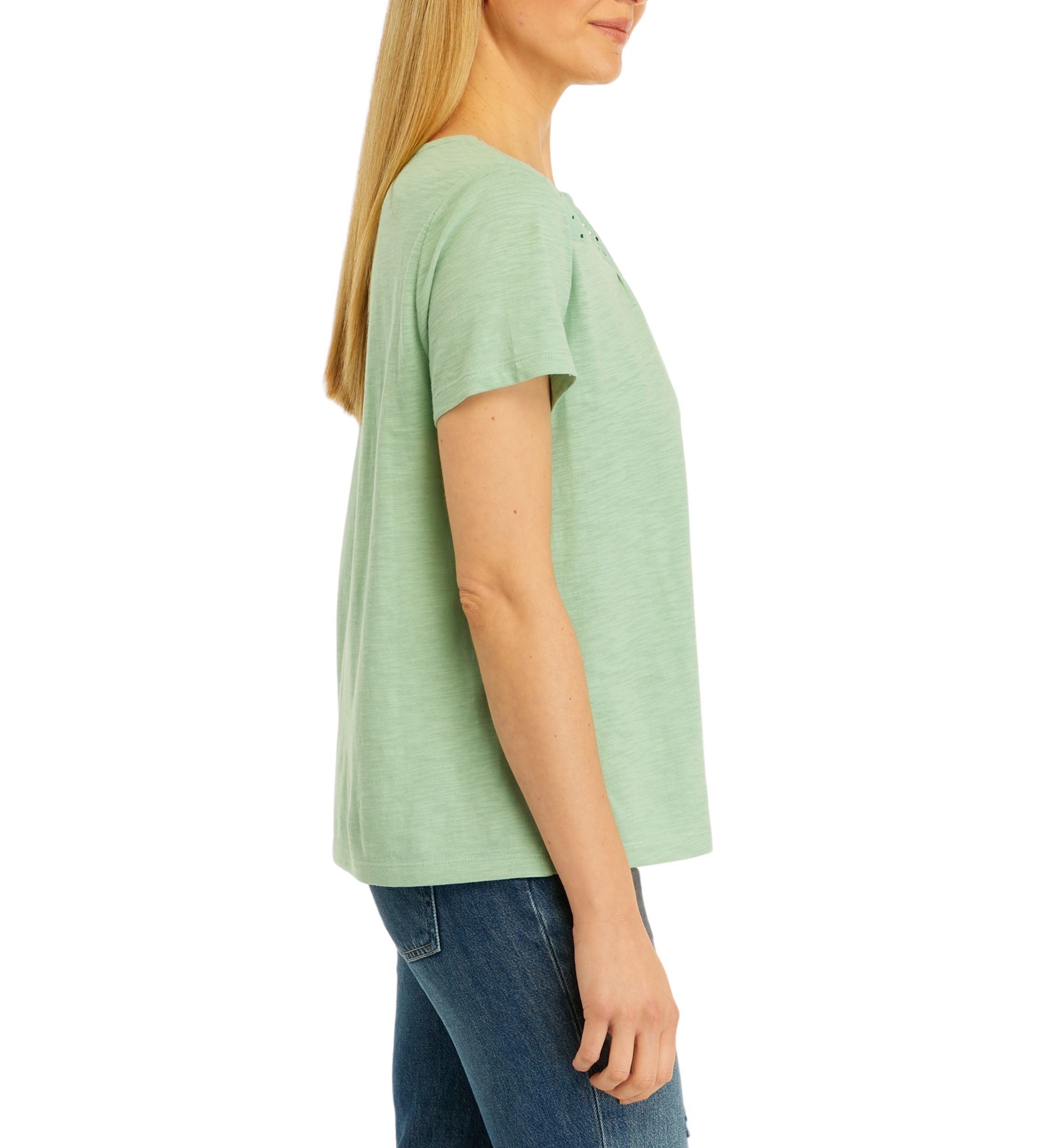 Womens Short Sleeve Eyelet T-Shirt
