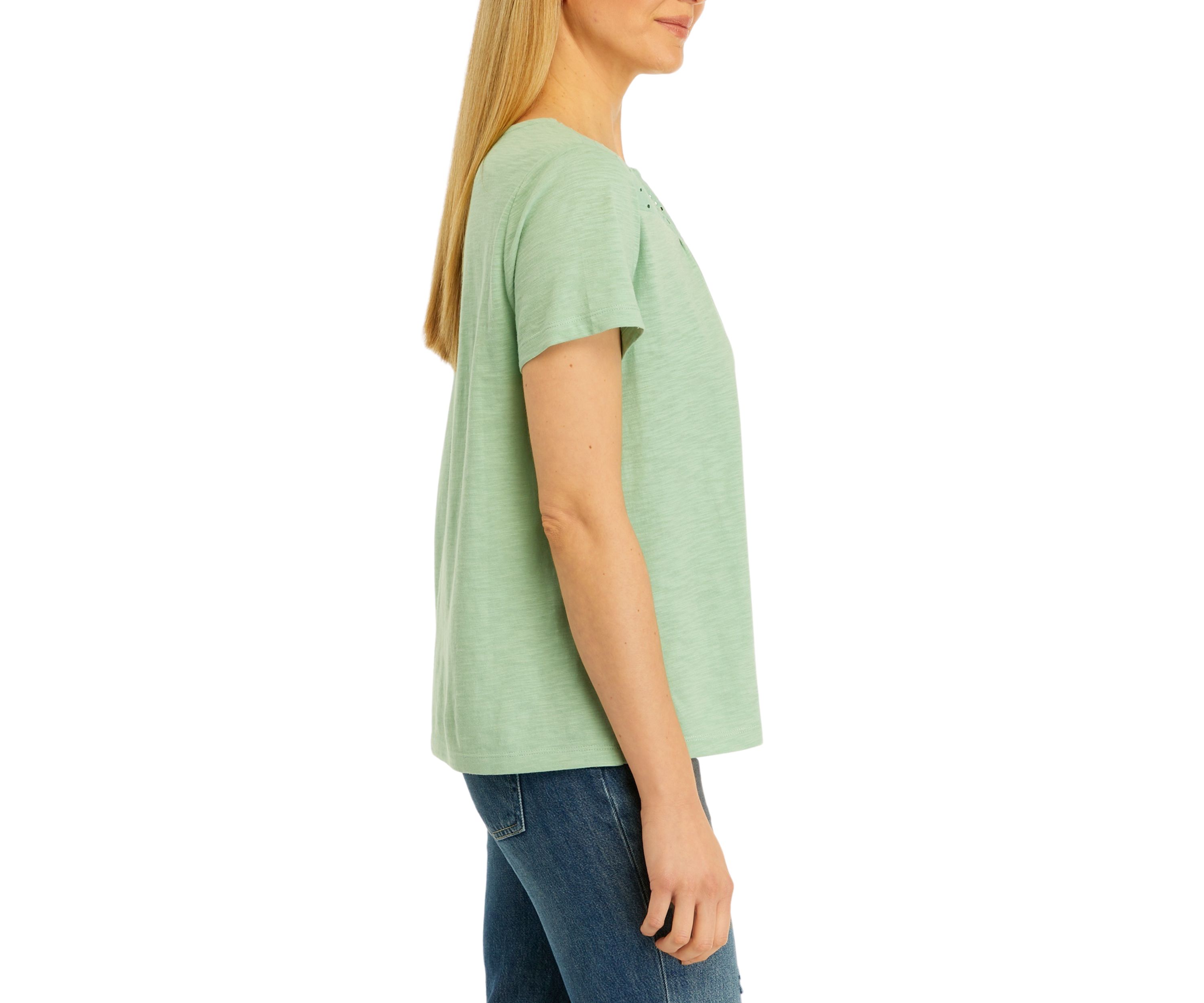 Womens Short Sleeve Eyelet T-Shirt
