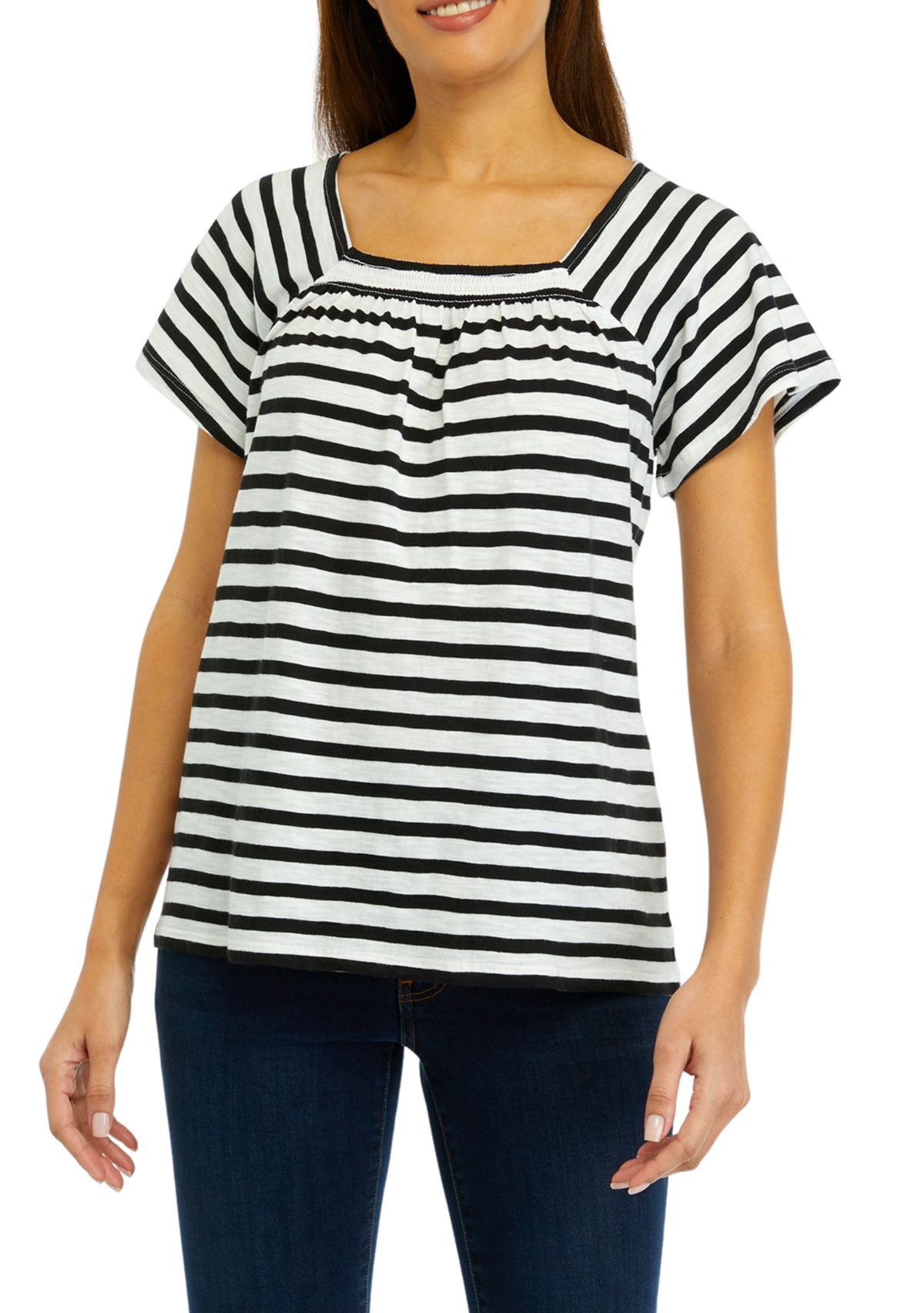 Womens Raglan Sleeve Striped Top 