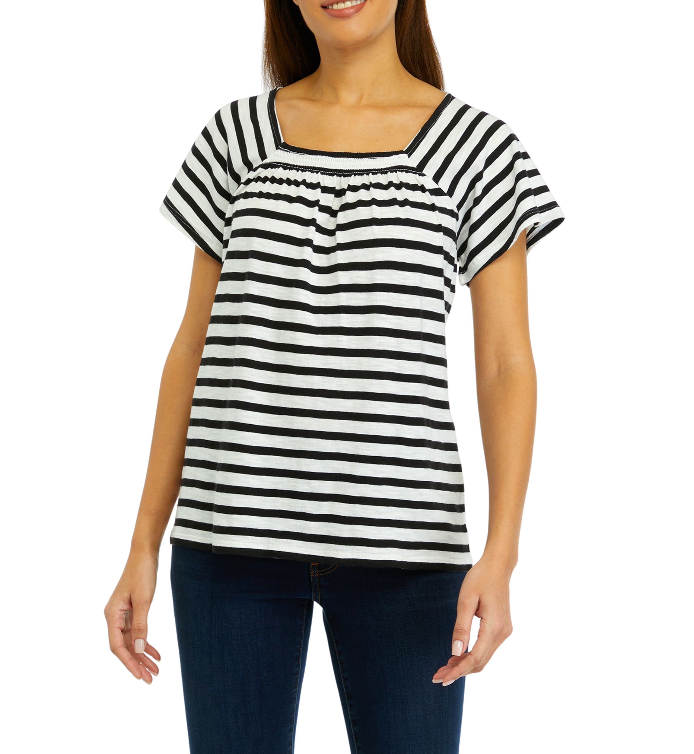 Womens Raglan Sleeve Striped Top 