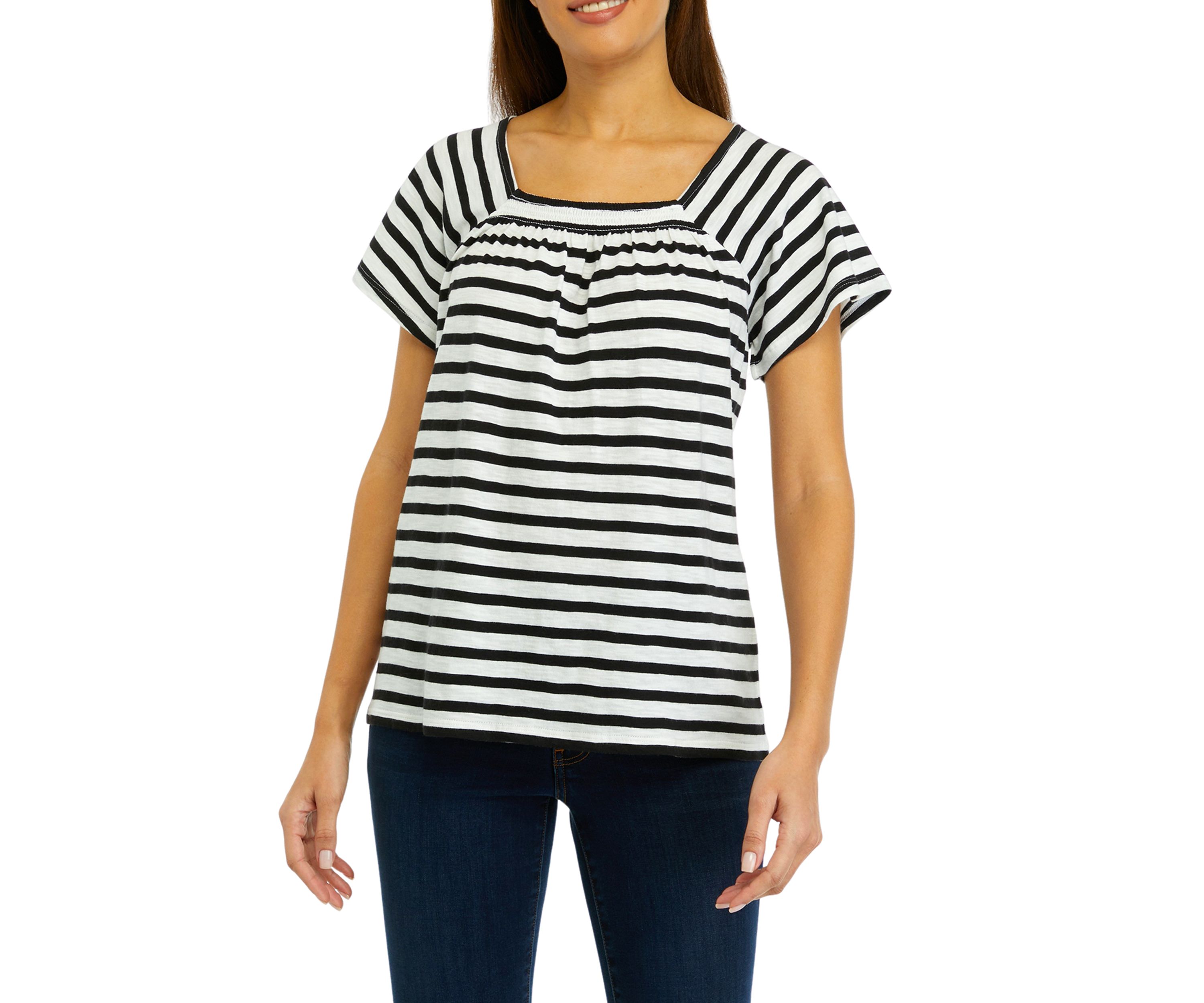 Womens Raglan Sleeve Striped Top 