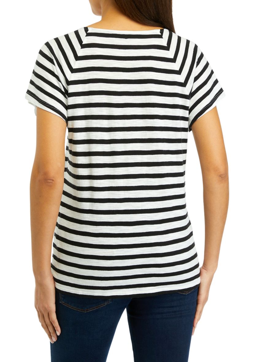 Womens Raglan Sleeve Striped Top 