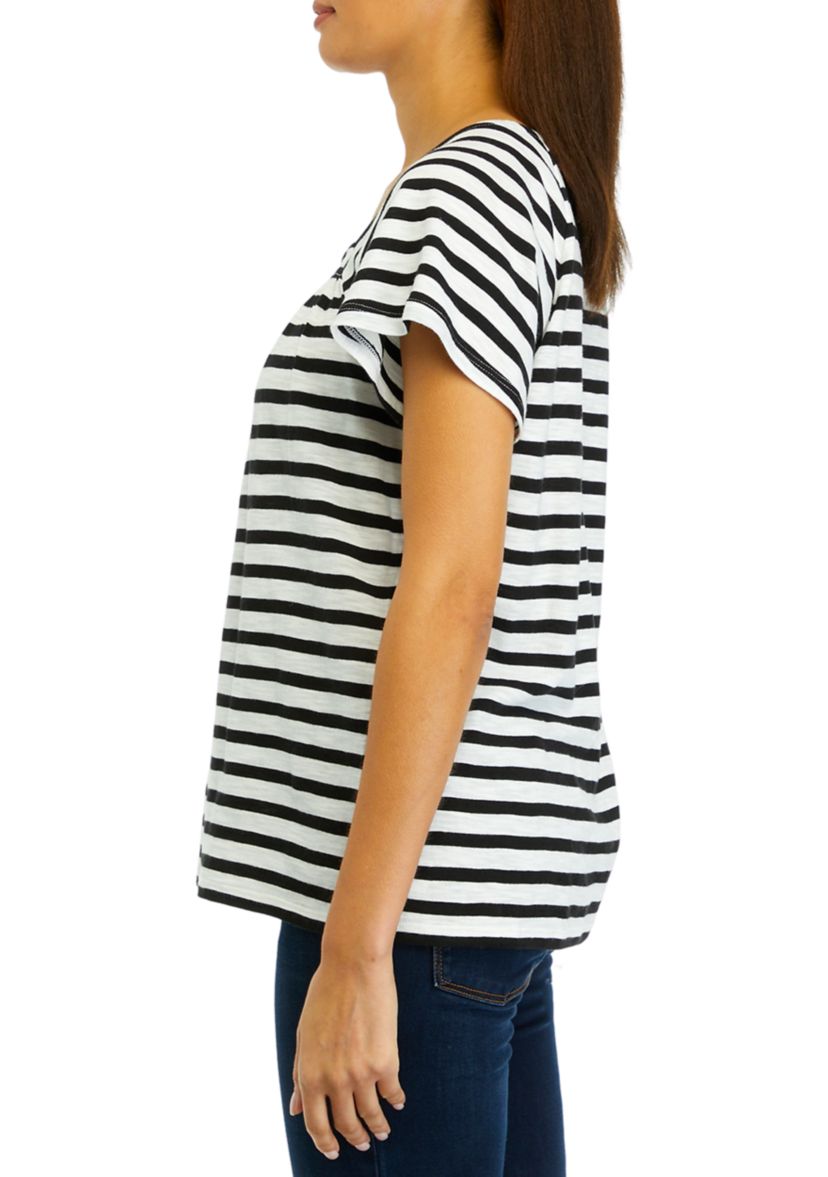 Womens Raglan Sleeve Striped Top 