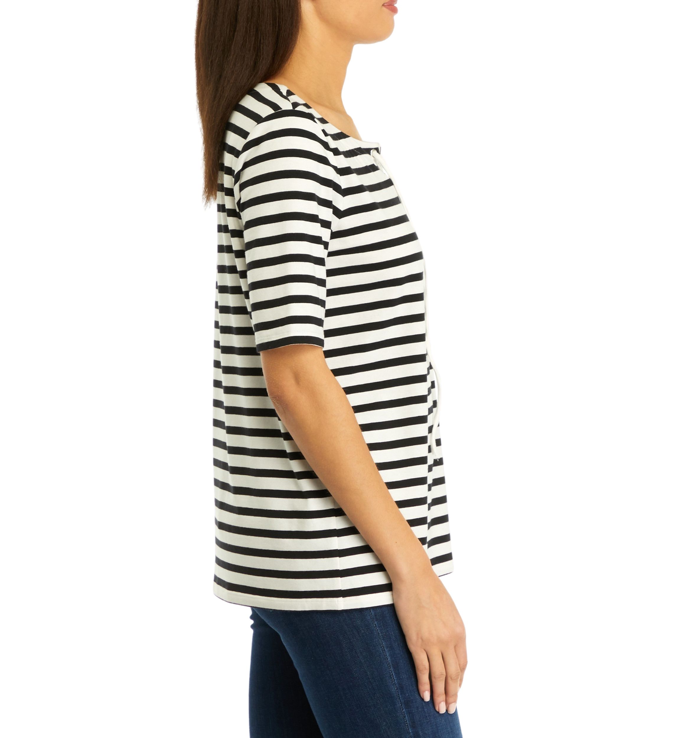 Womens Stripe Lace Up Top