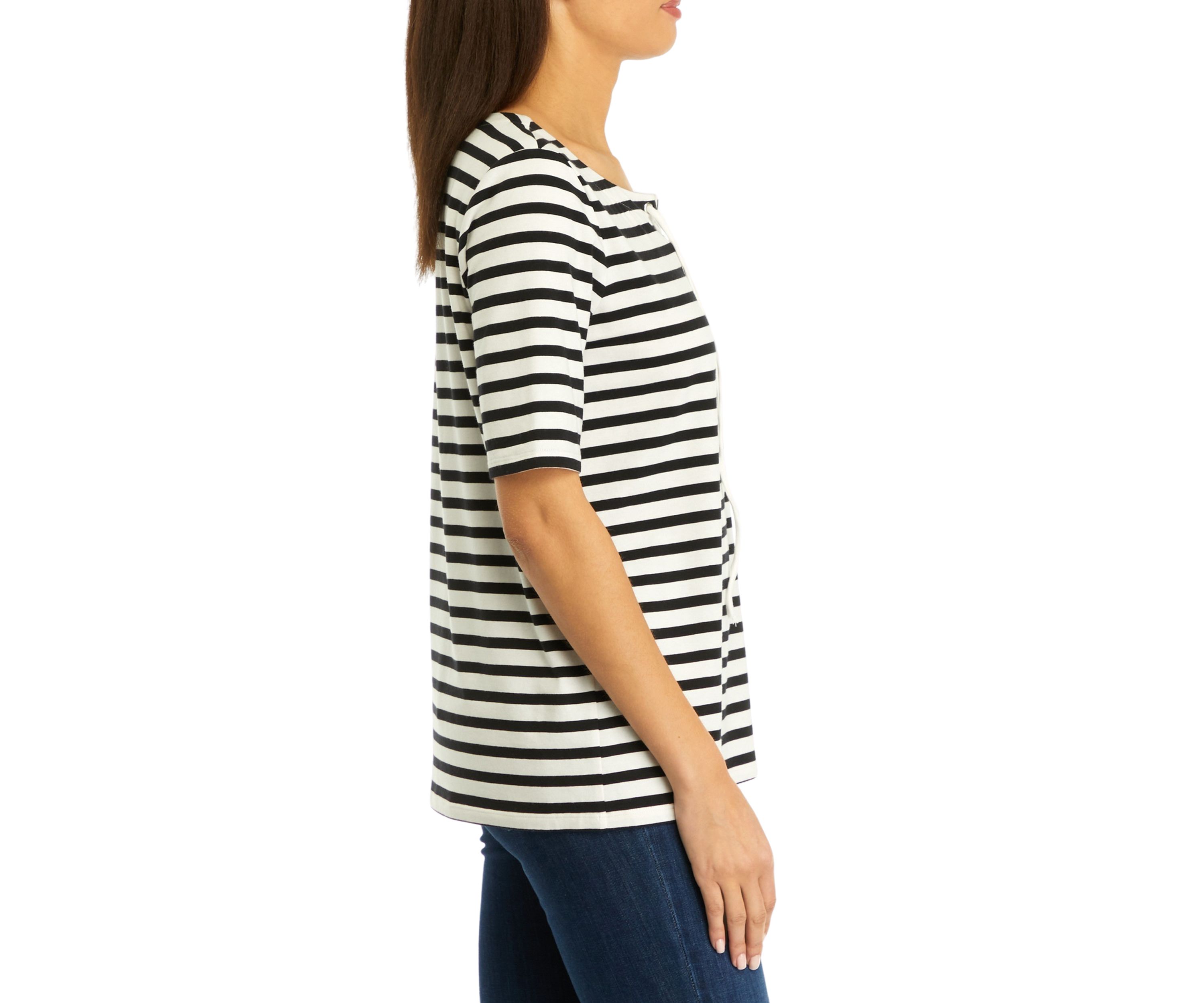 Womens Stripe Lace Up Top