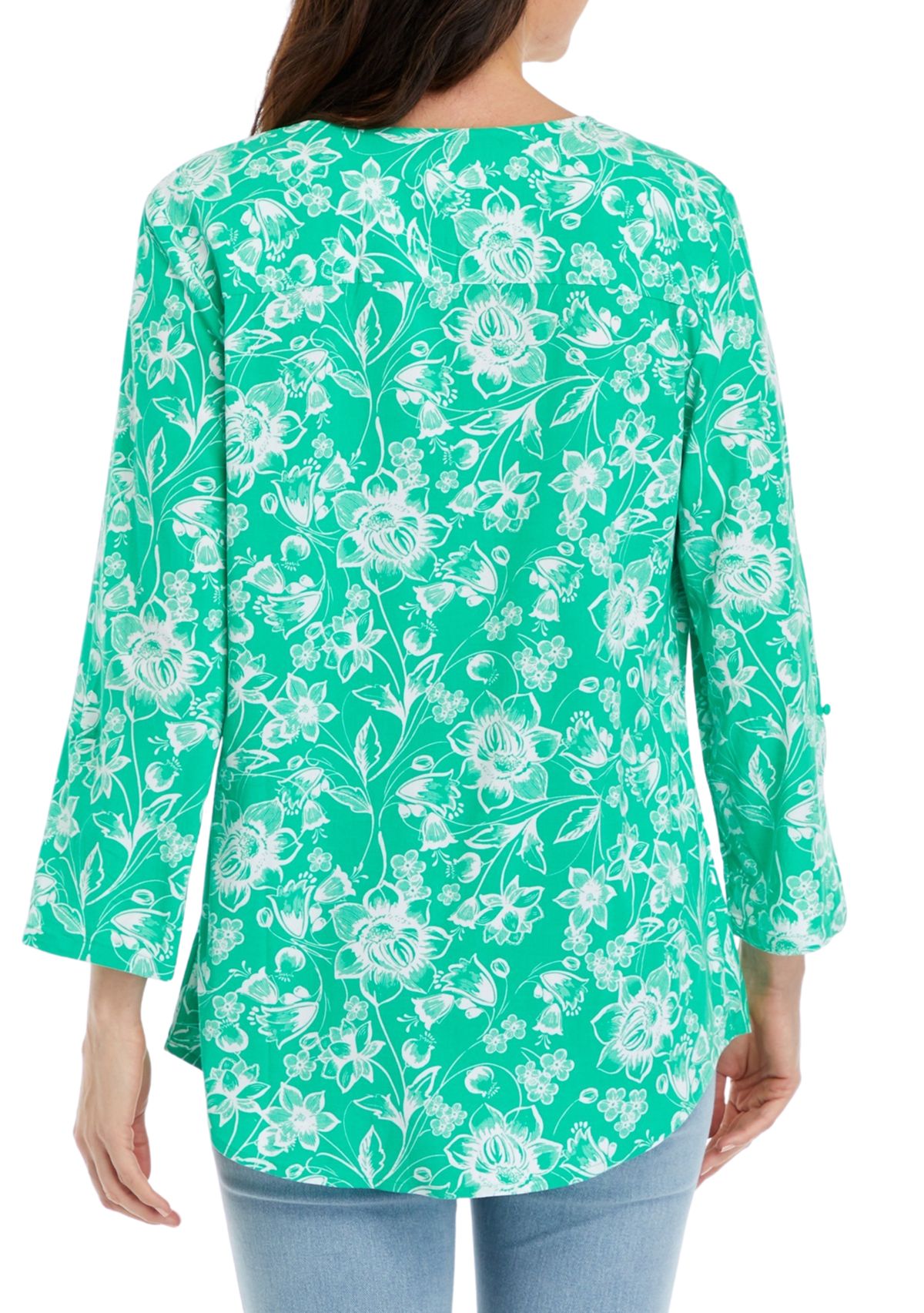 Womens Printed Henley Tunic Top