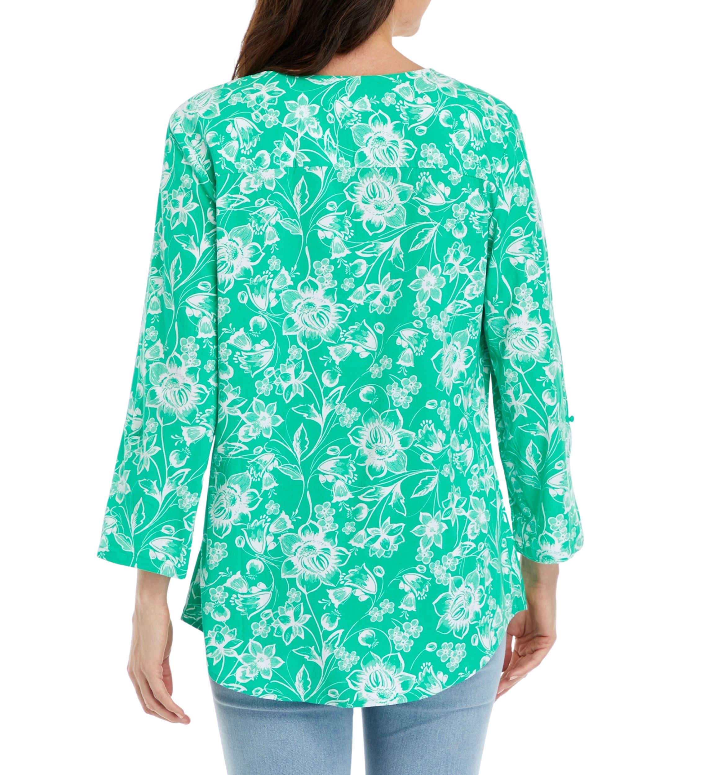 Womens Printed Henley Tunic Top