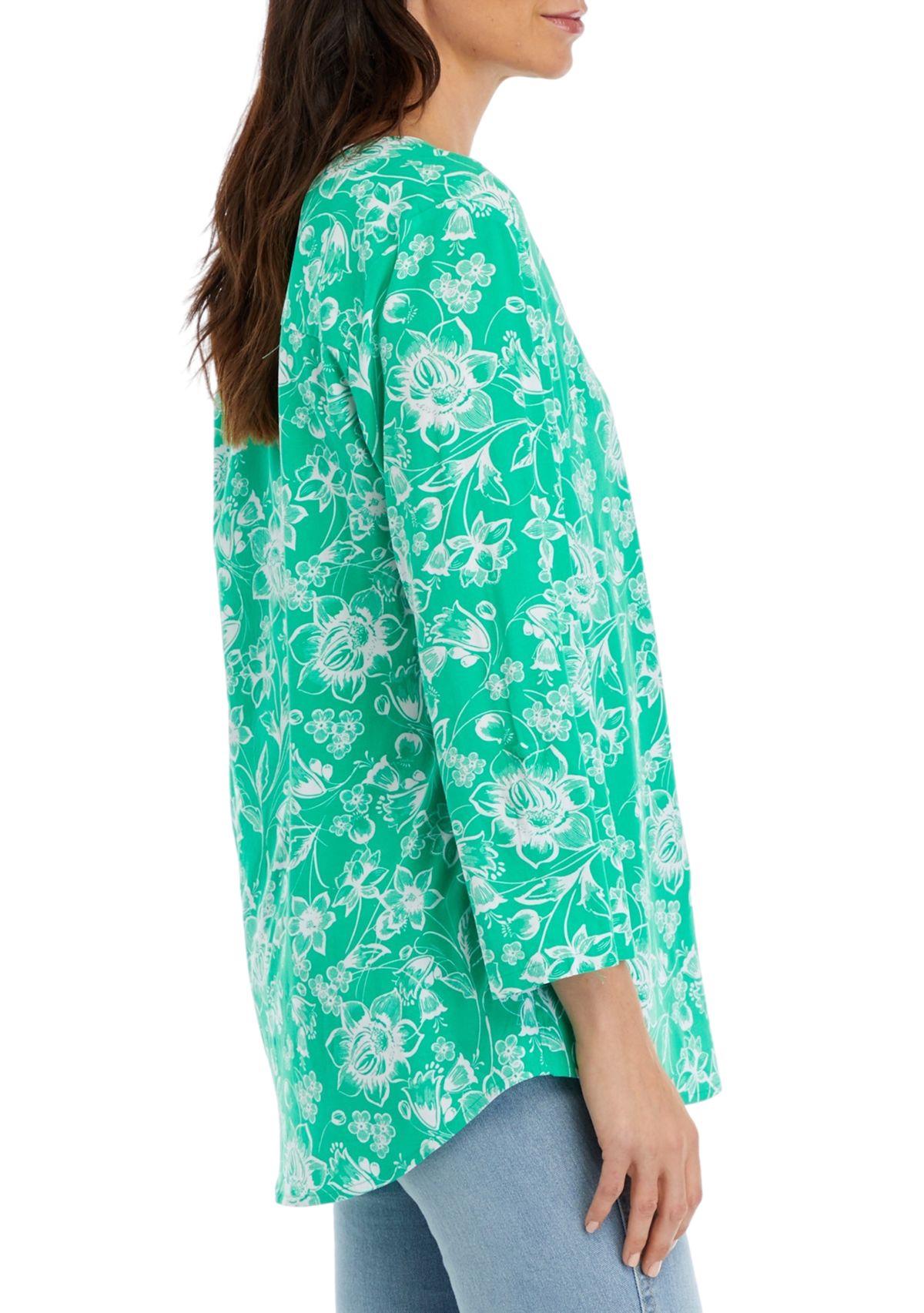 Womens Printed Henley Tunic Top