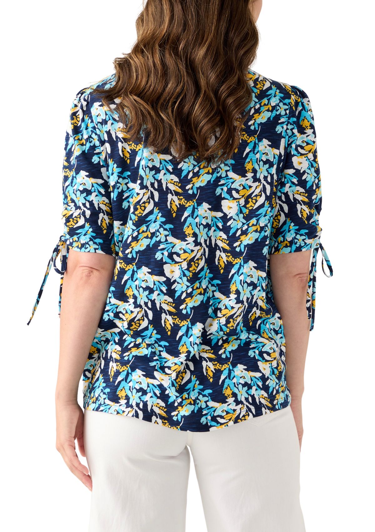 Womens V-Neck Elbow Sleeve Top