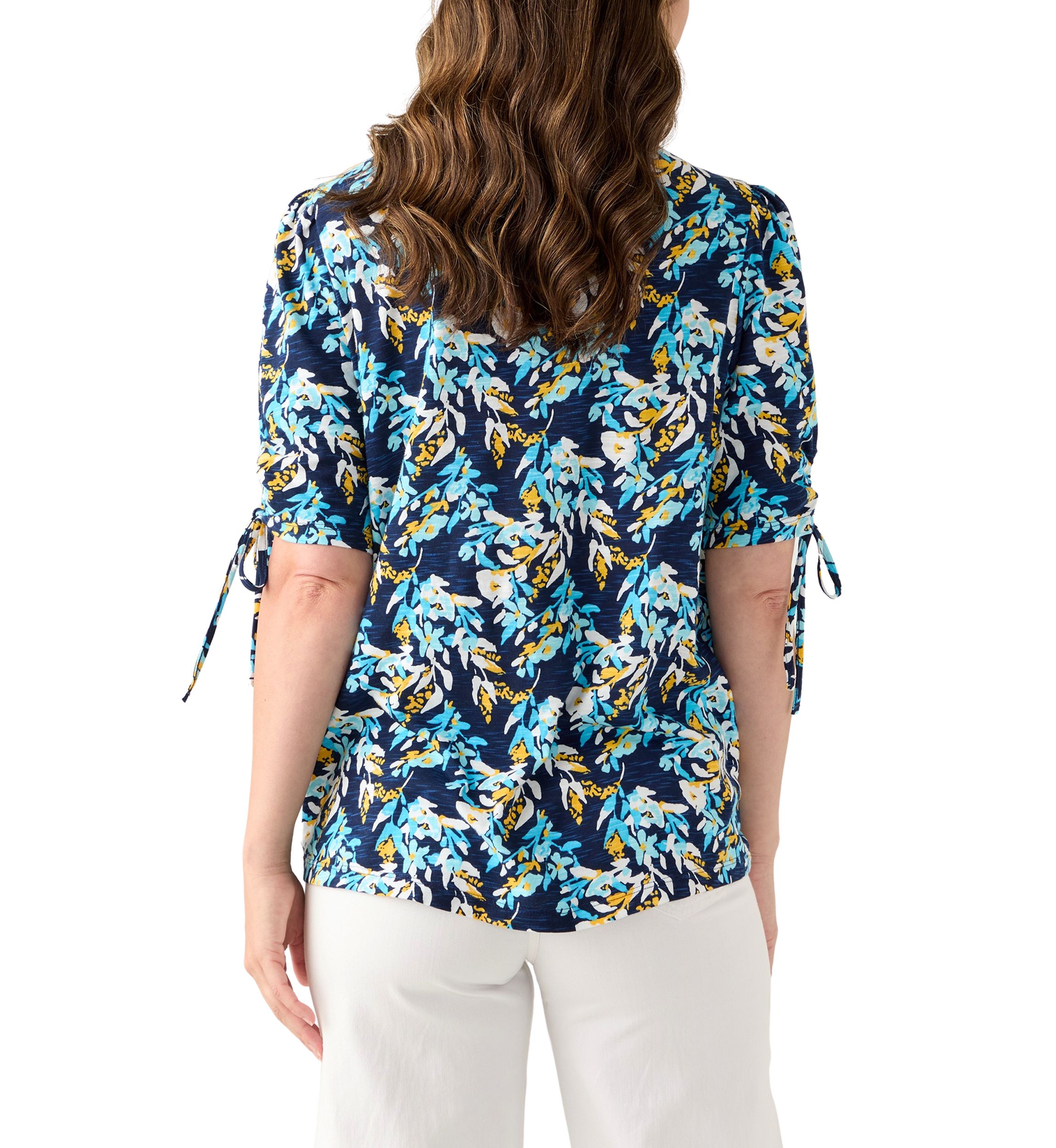 Womens V-Neck Elbow Sleeve Top