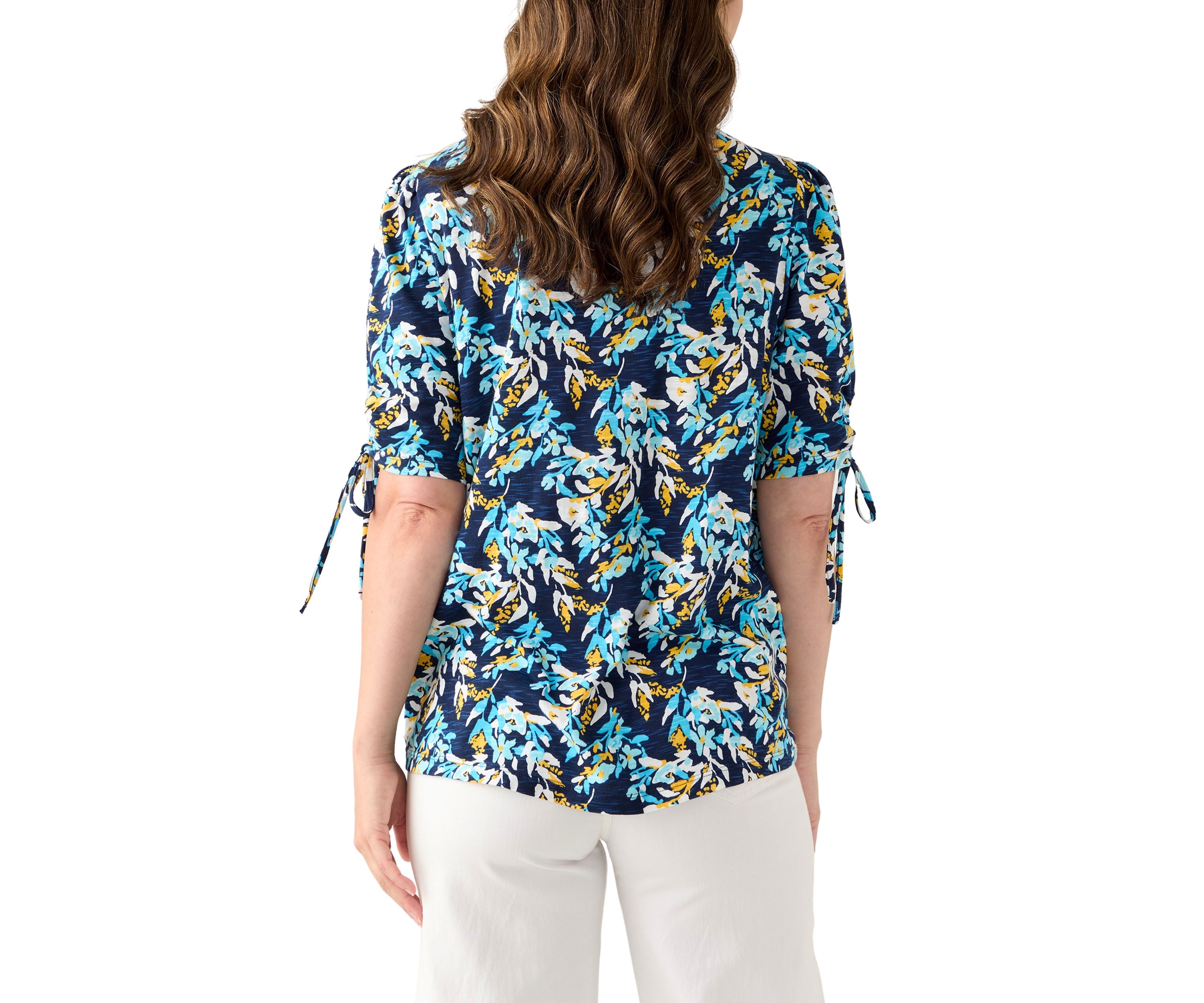 Womens V-Neck Elbow Sleeve Top