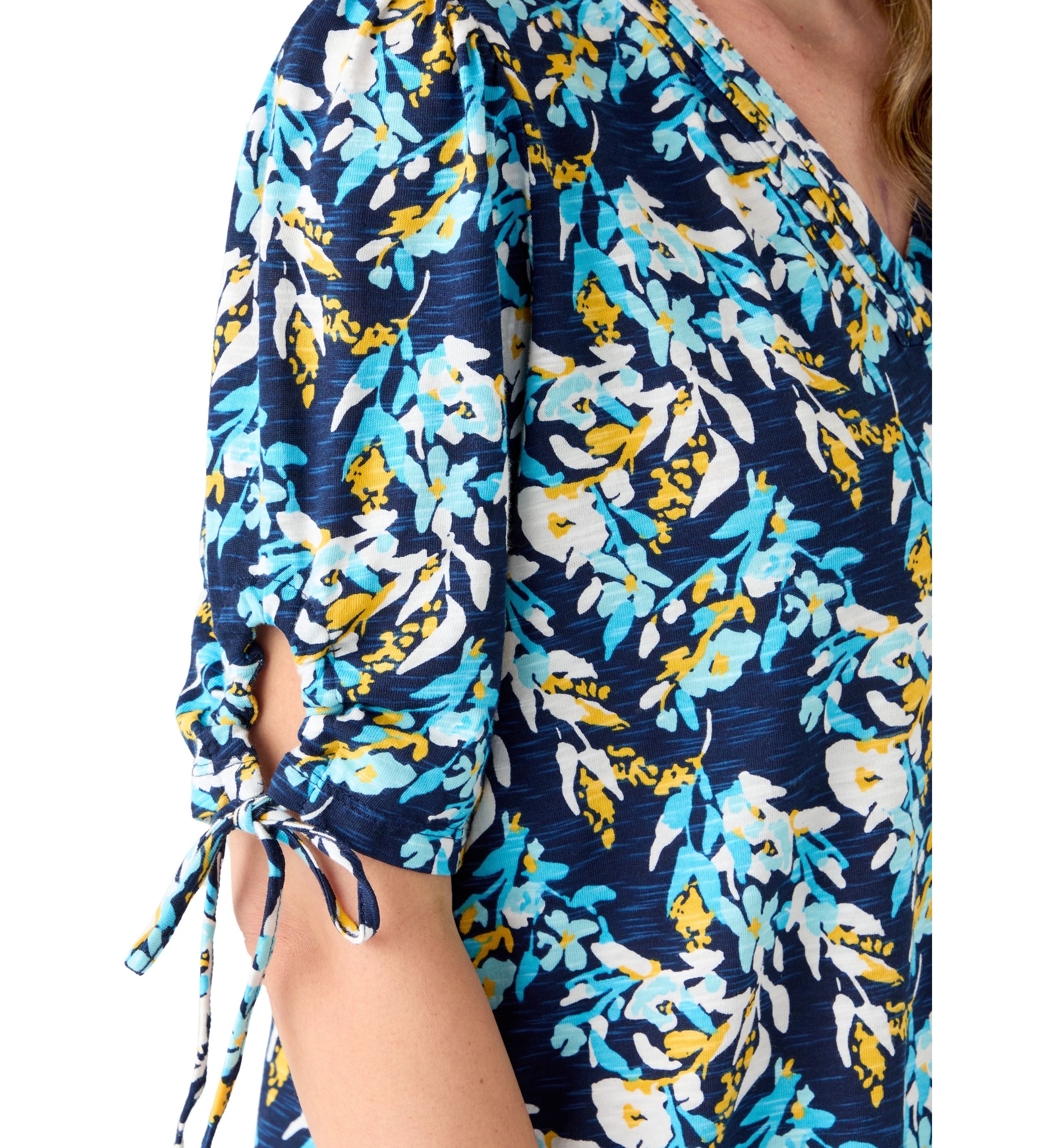 Womens V-Neck Elbow Sleeve Top