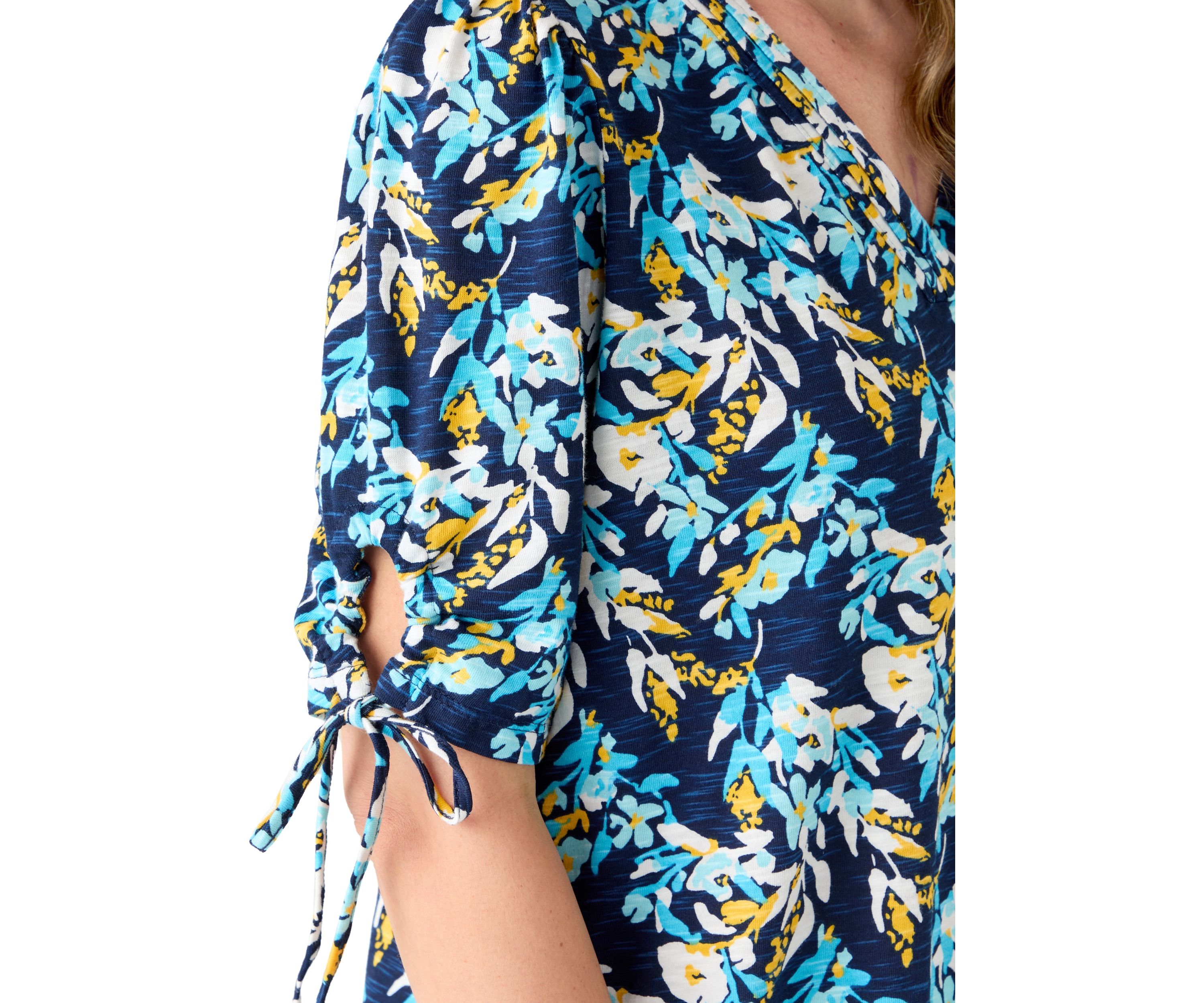 Womens V-Neck Elbow Sleeve Top