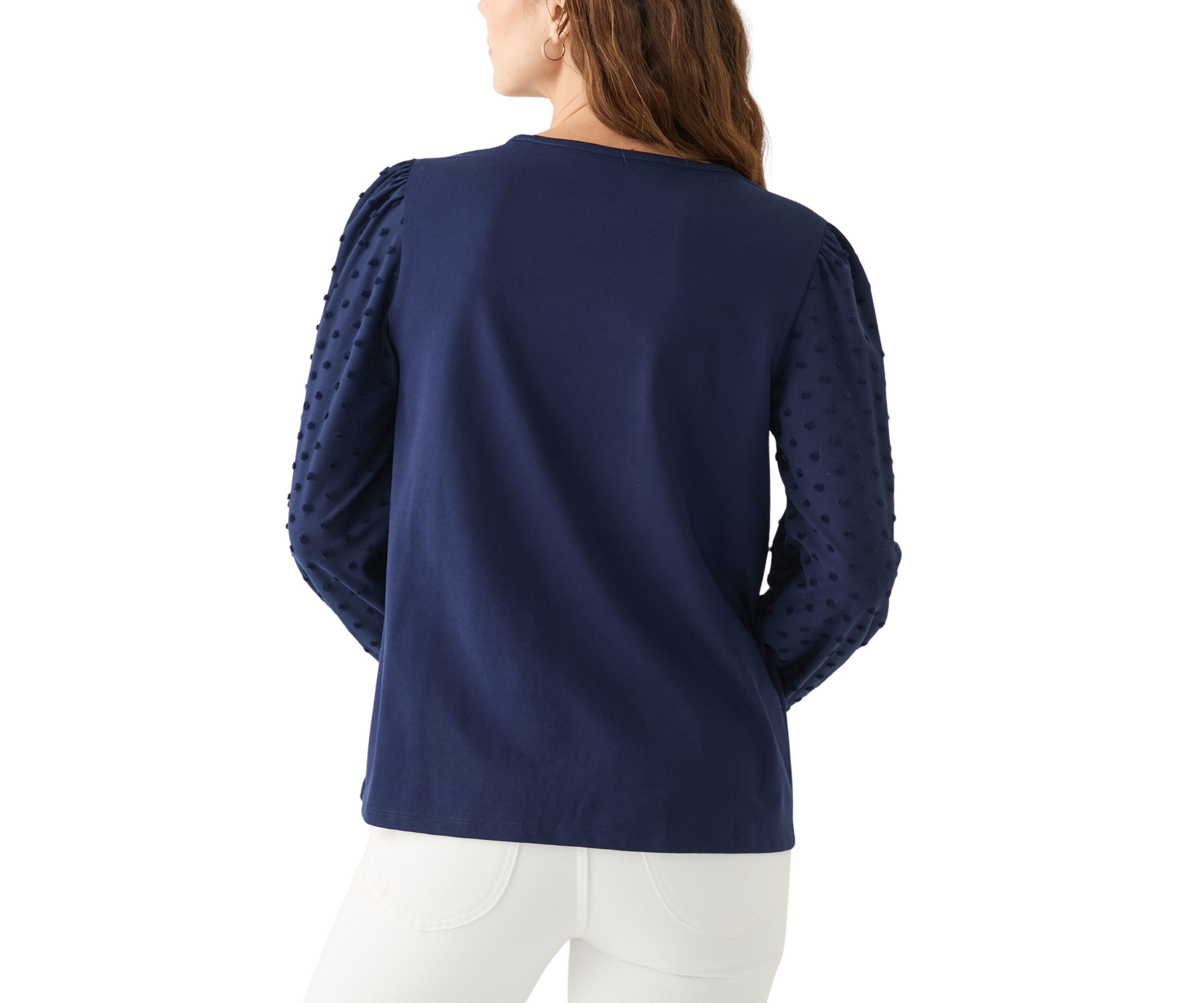 Womens Long Sleeve Crew Neck Knit Solid Top
