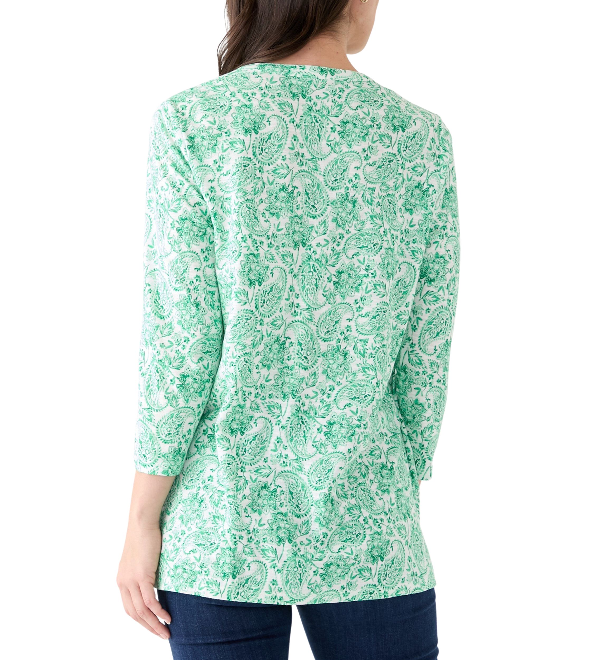 Womens Printed Smocked Top