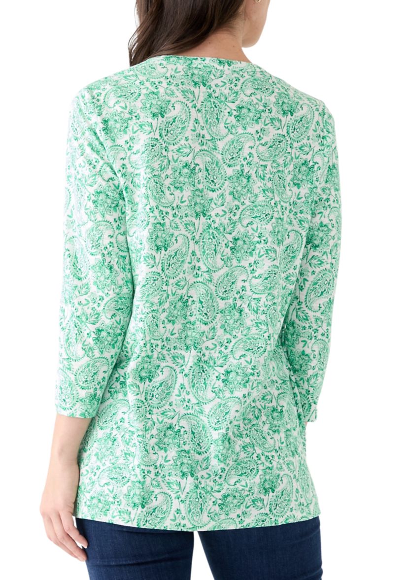 Womens Printed Smocked Top