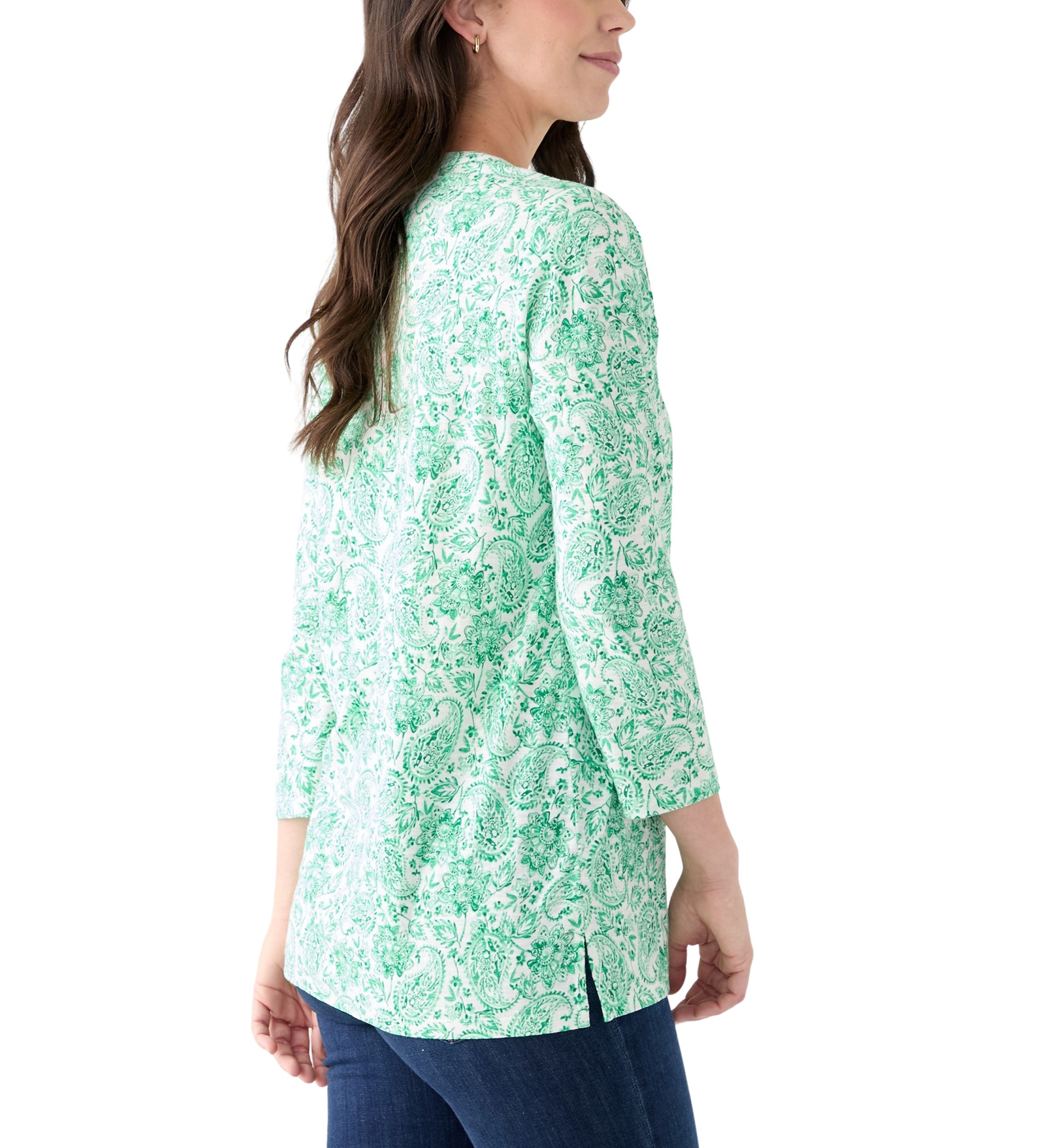 Womens Printed Smocked Top