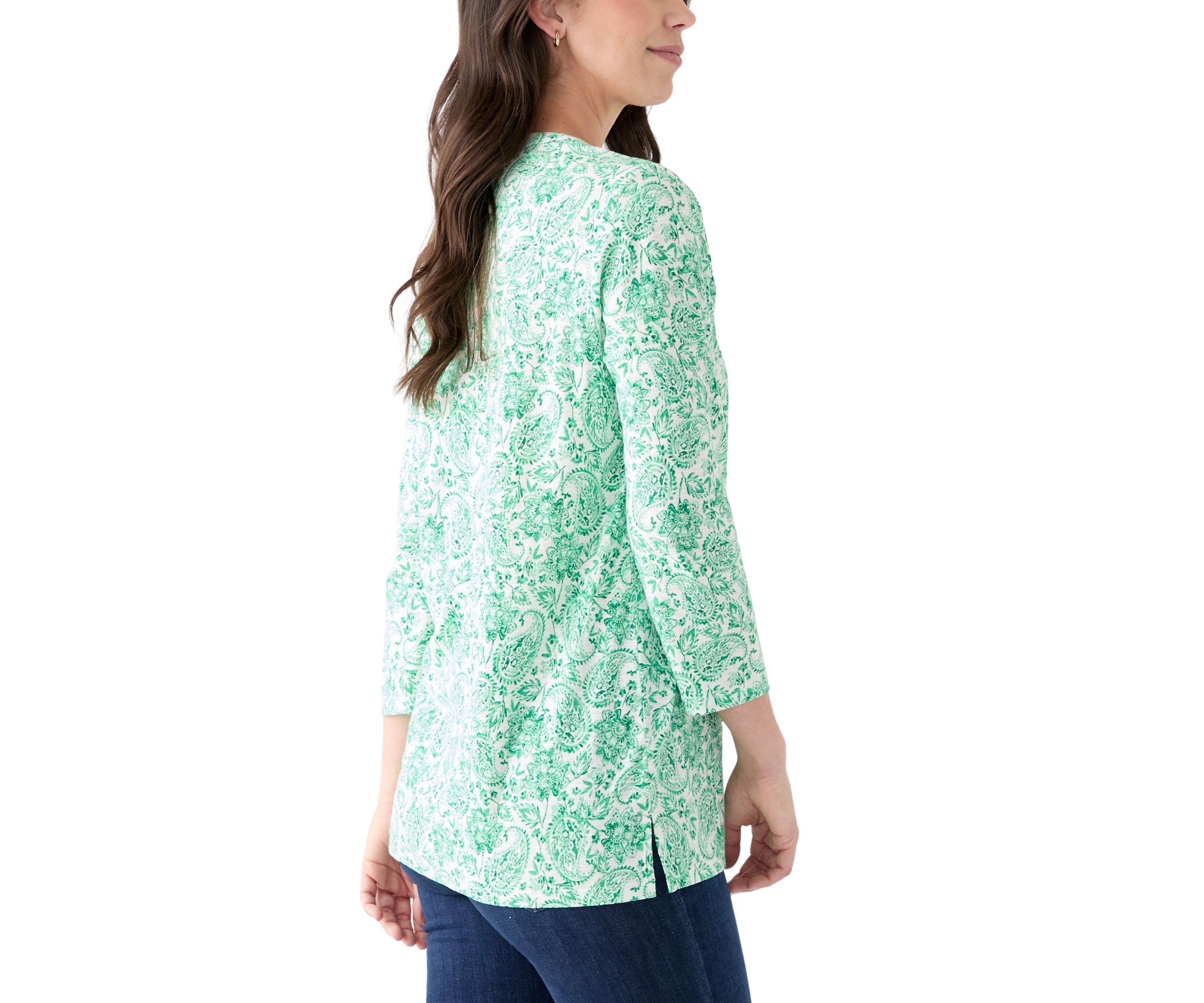 Womens Printed Smocked Top