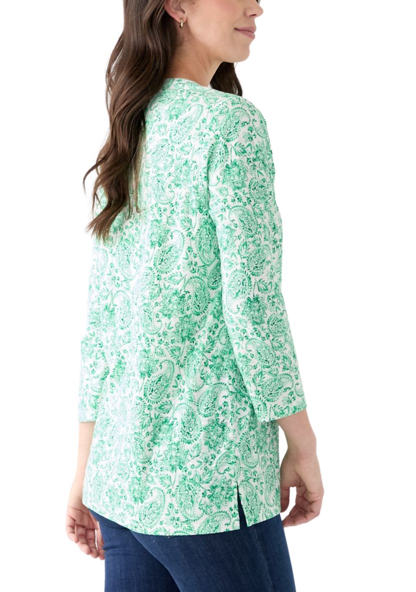 Womens Printed Smocked Top