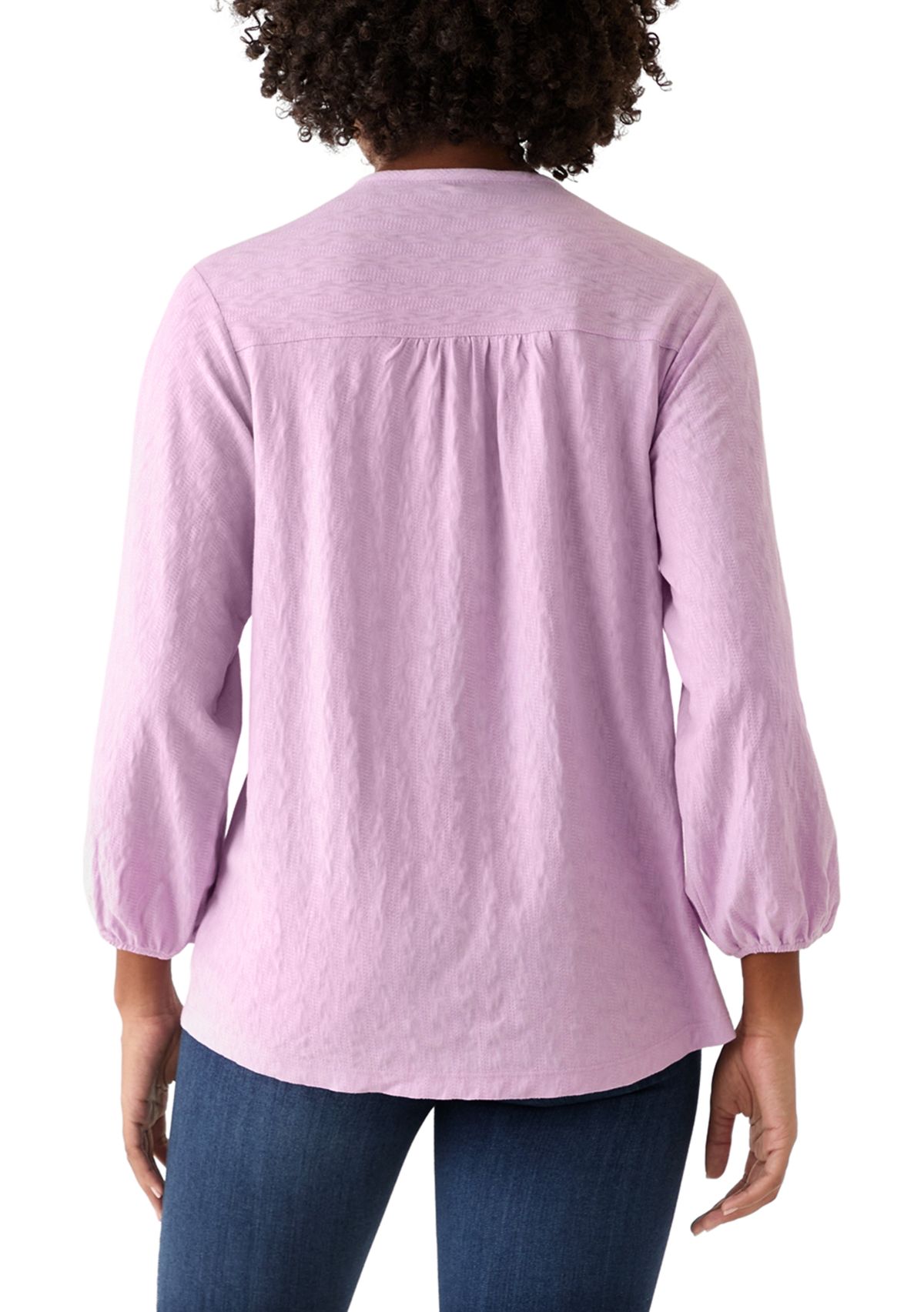 Womens Texture Knit Peasant Top 