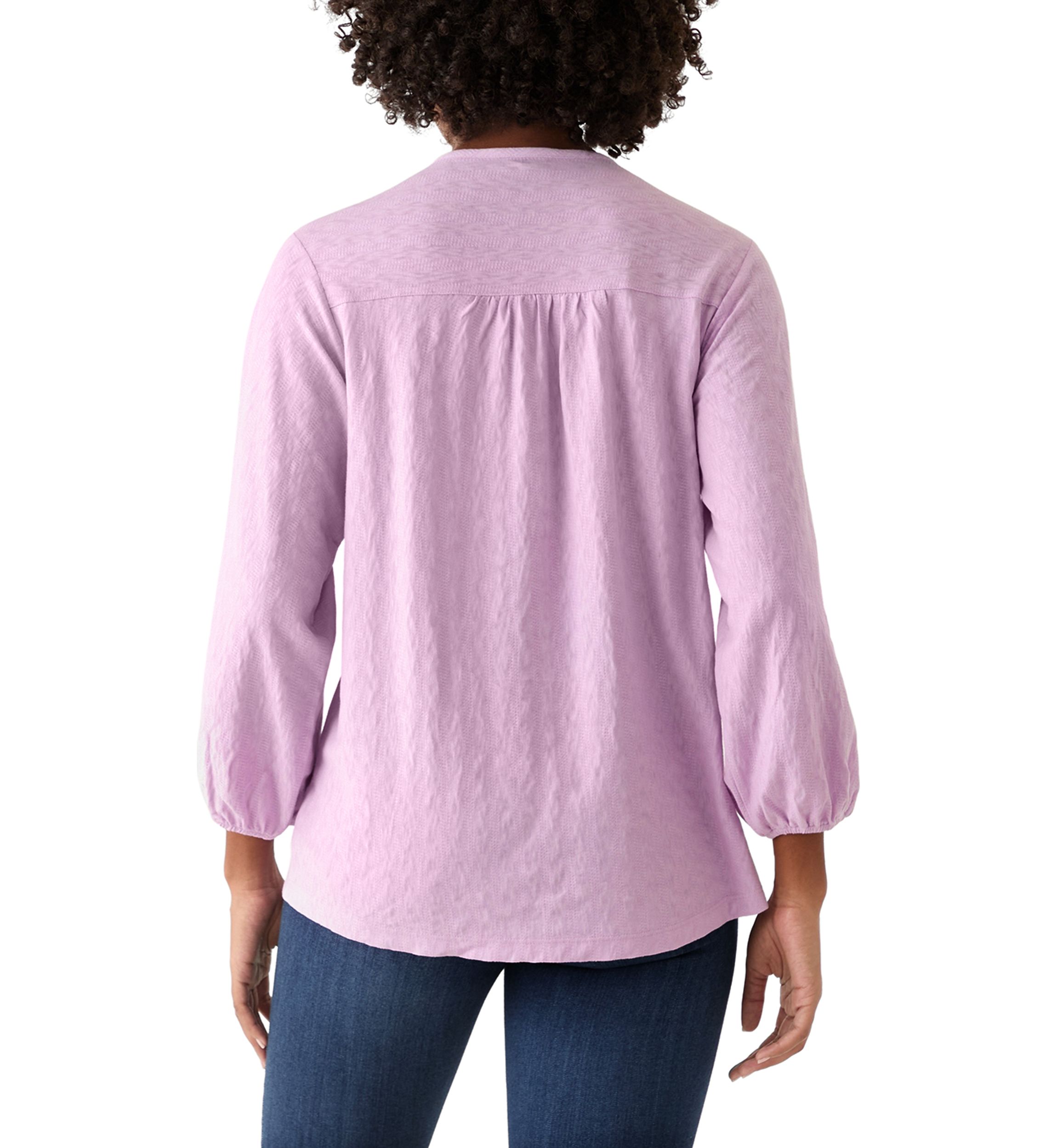 Womens Texture Knit Peasant Top 