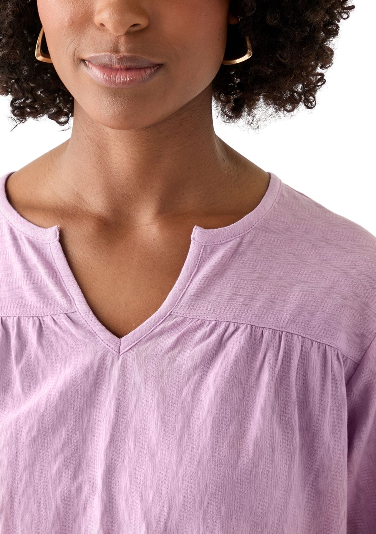 Womens Texture Knit Peasant Top 