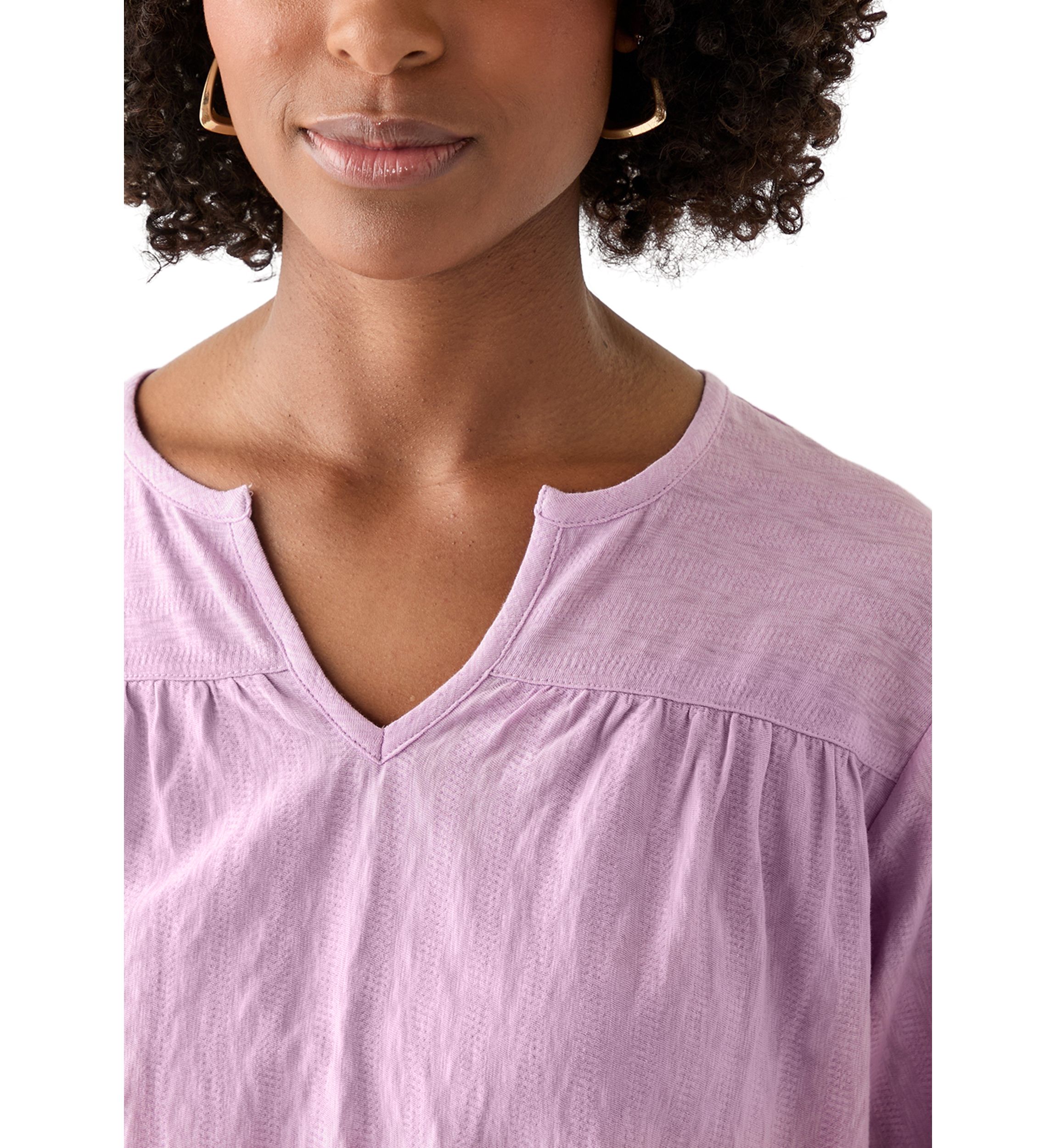 Womens Texture Knit Peasant Top 